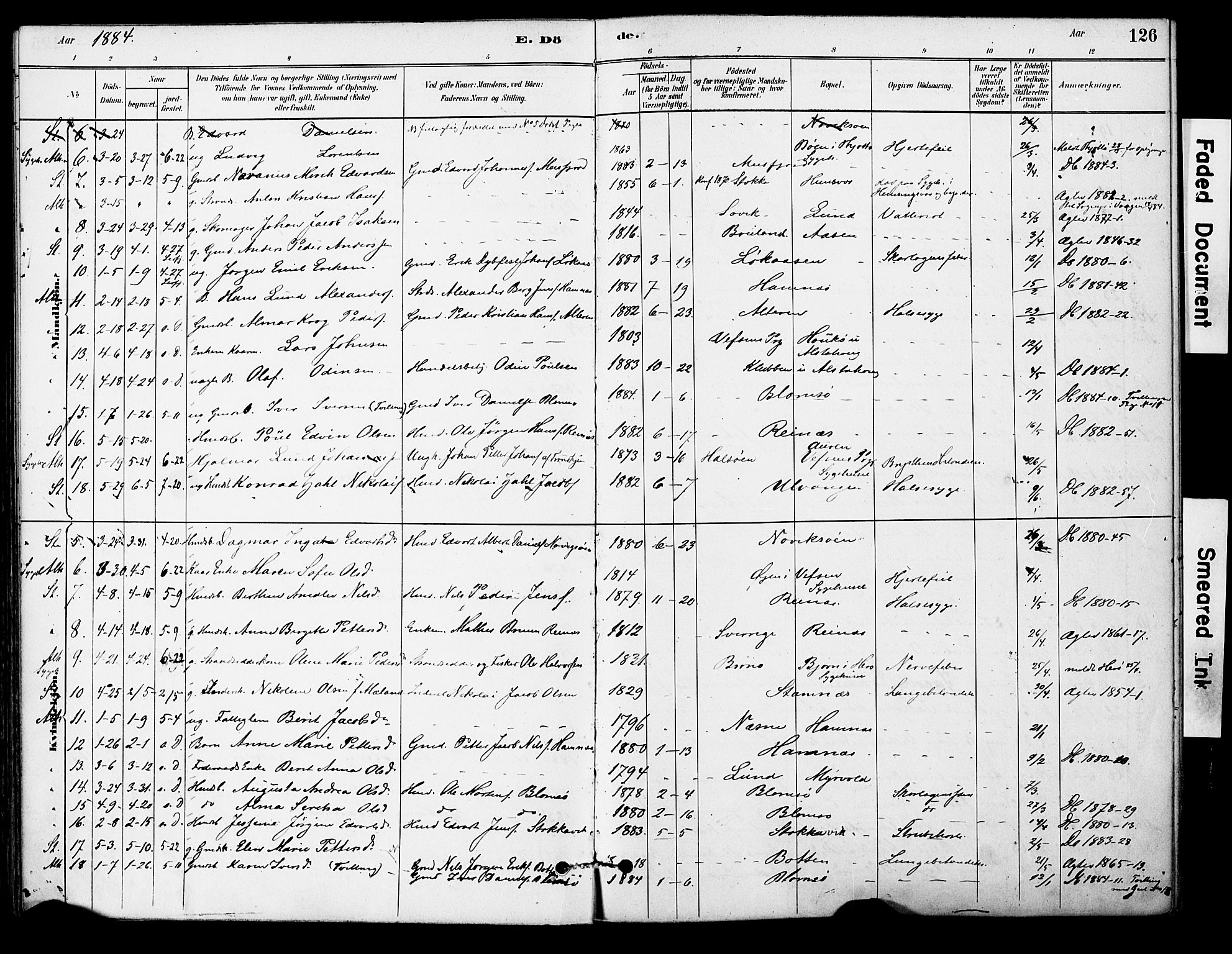 Ministerialprotokoller, klokkerbøker og fødselsregistre - Nordland, SAT/A-1459/830/L0450: Parish register (official) no. 830A14, 1879-1896, p. 126