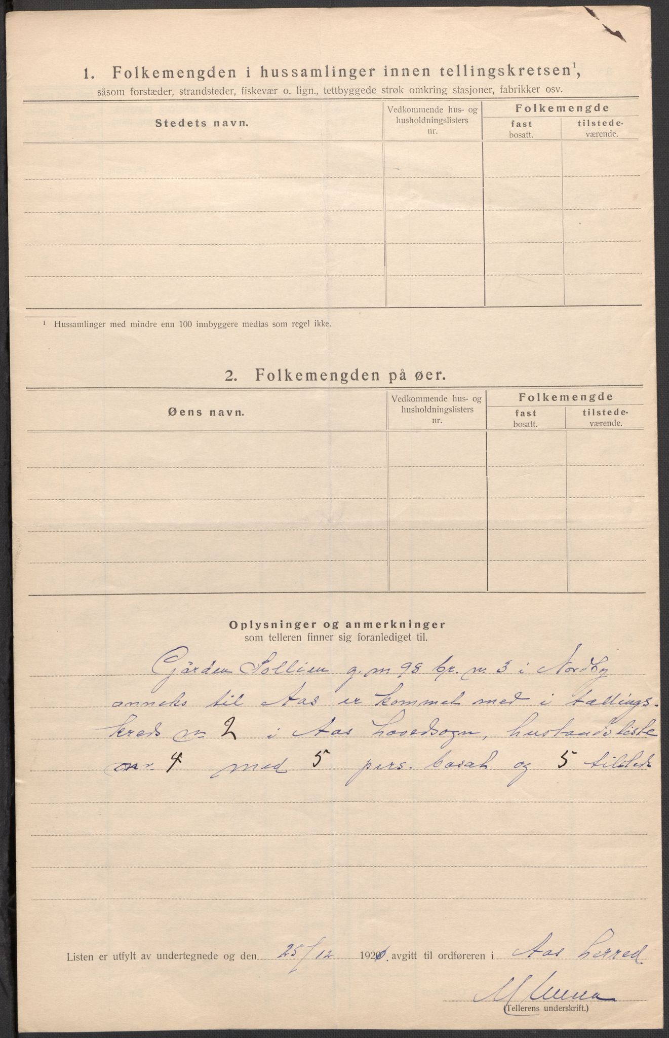 SAO, 1920 census for Ås, 1920, p. 25