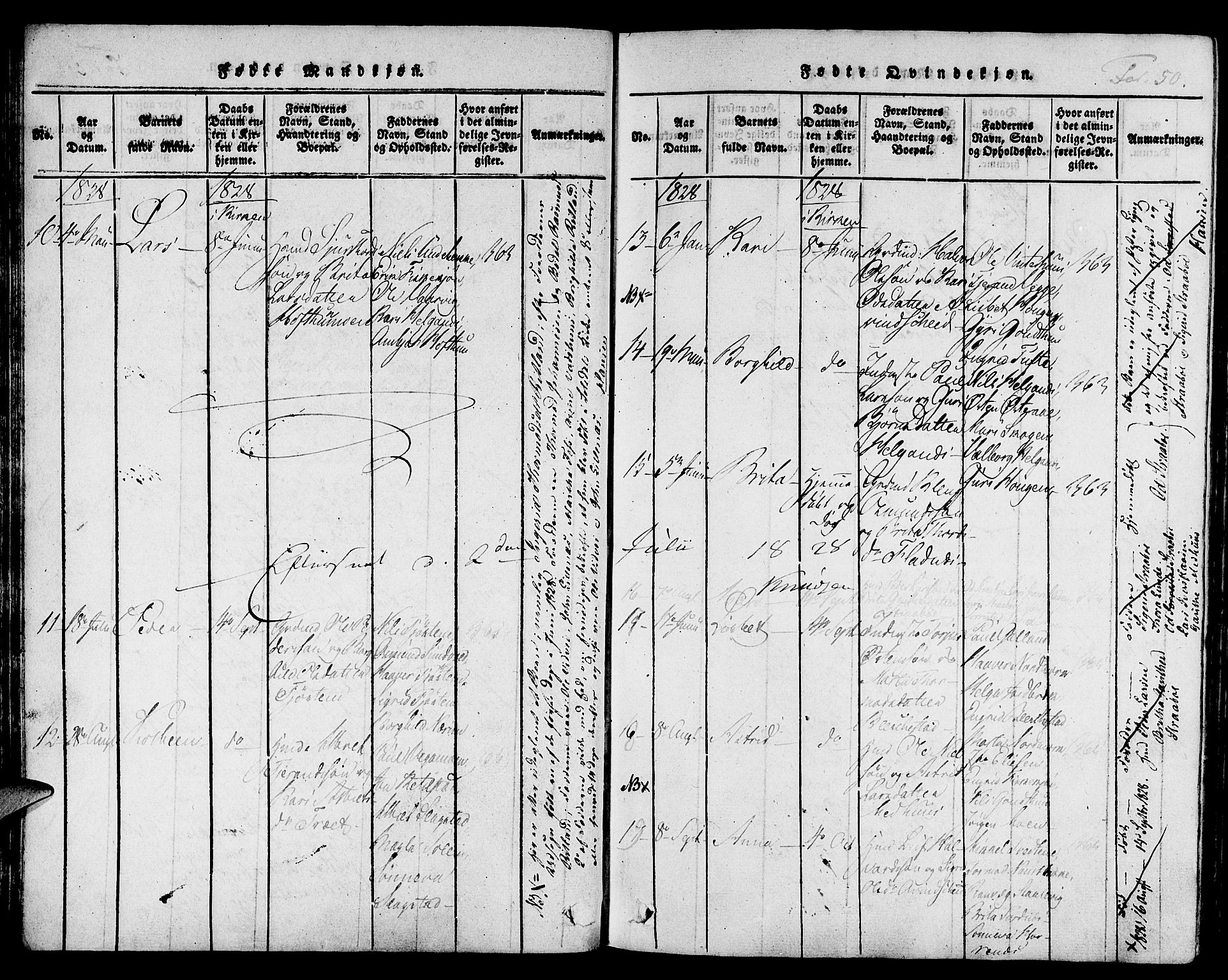 Suldal sokneprestkontor, AV/SAST-A-101845/01/IV/L0006: Parish register (official) no. A 6, 1816-1836, p. 50