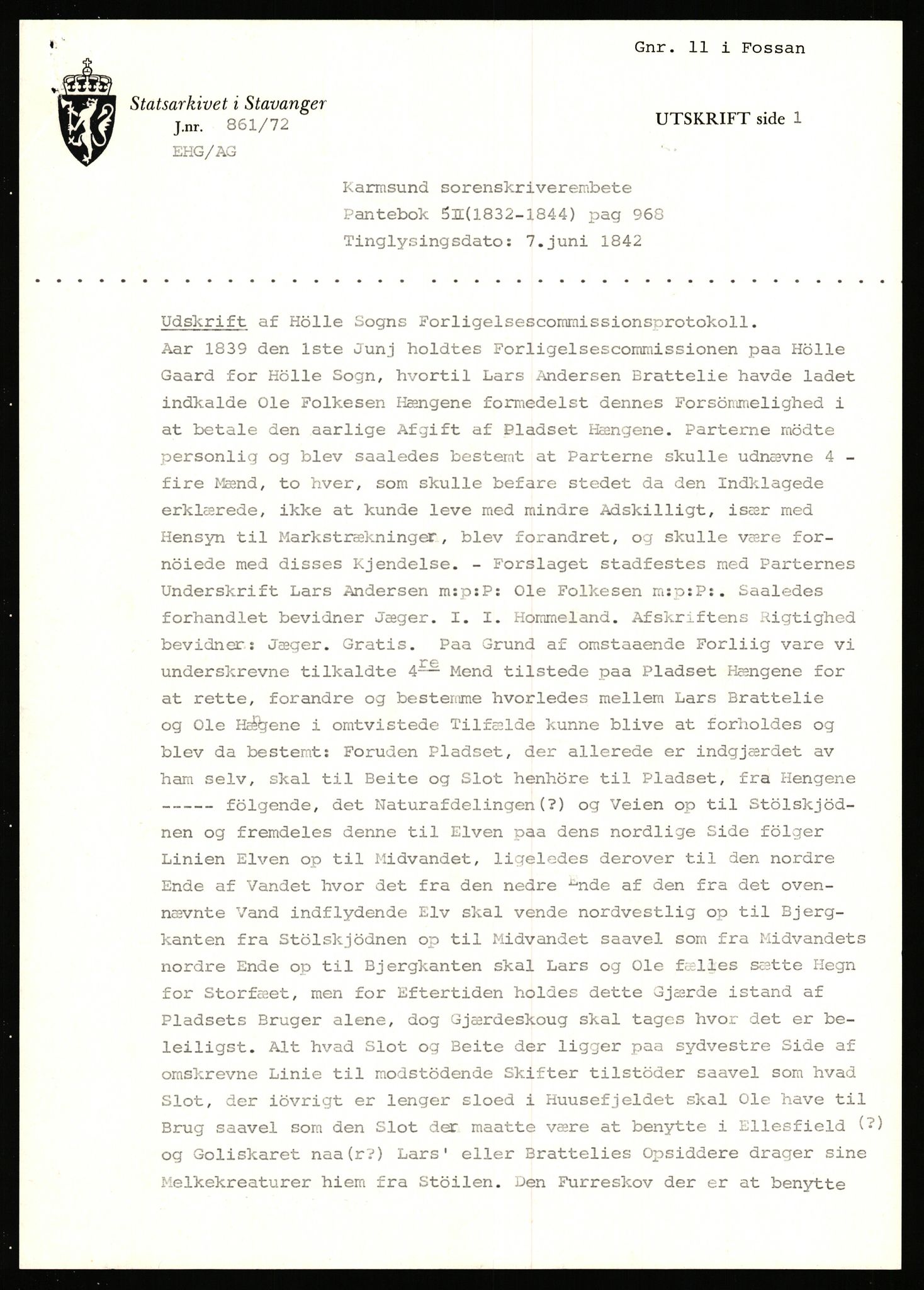 Statsarkivet i Stavanger, SAST/A-101971/03/Y/Yj/L0011: Avskrifter sortert etter gårdsnavn: Bratland i Vikedal - Brommeland, 1750-1930, p. 75