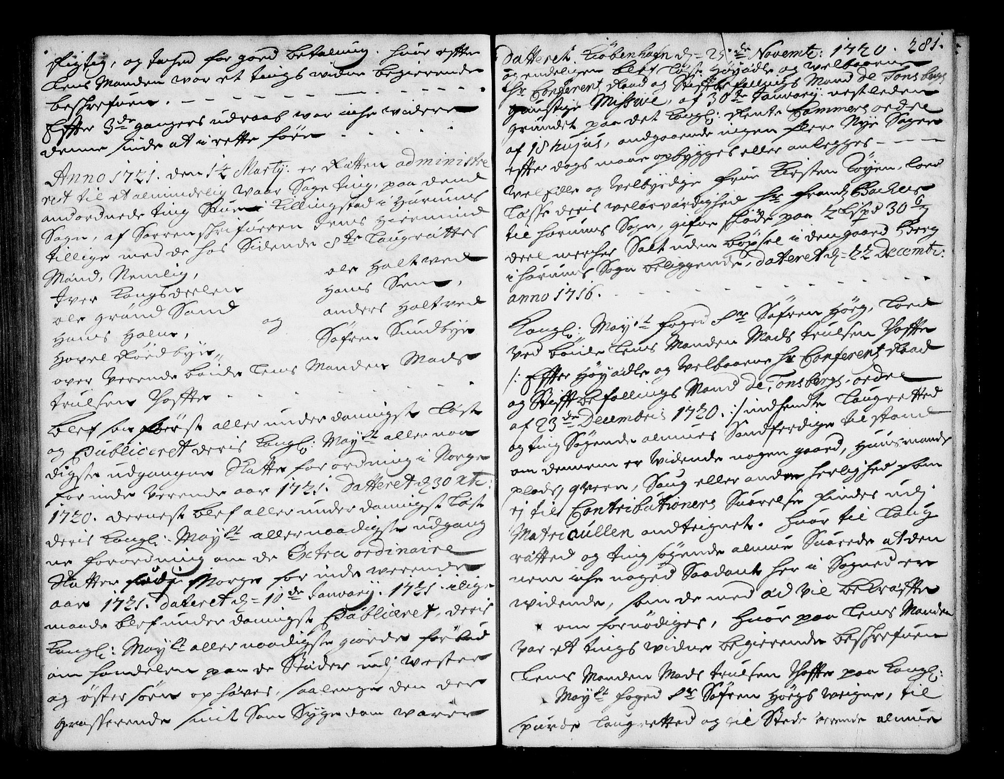 Lier, Røyken og Hurum sorenskriveri, SAKO/A-89/F/Fa/L0044: Tingbok, 1716-1721, p. 281