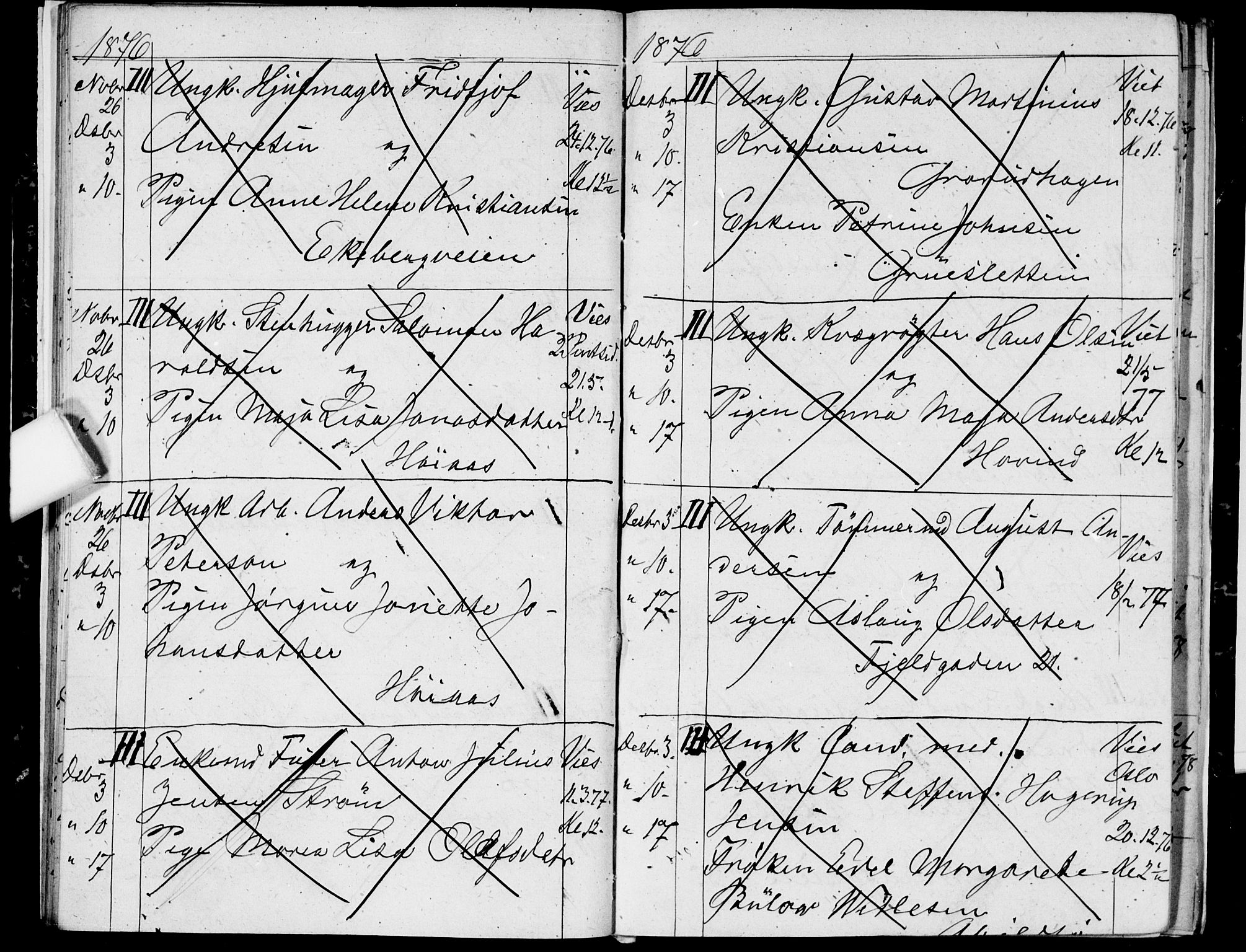 Østre Aker prestekontor Kirkebøker, SAO/A-10840/H/Ha/L0003: Banns register no. I 3, 1873-1878