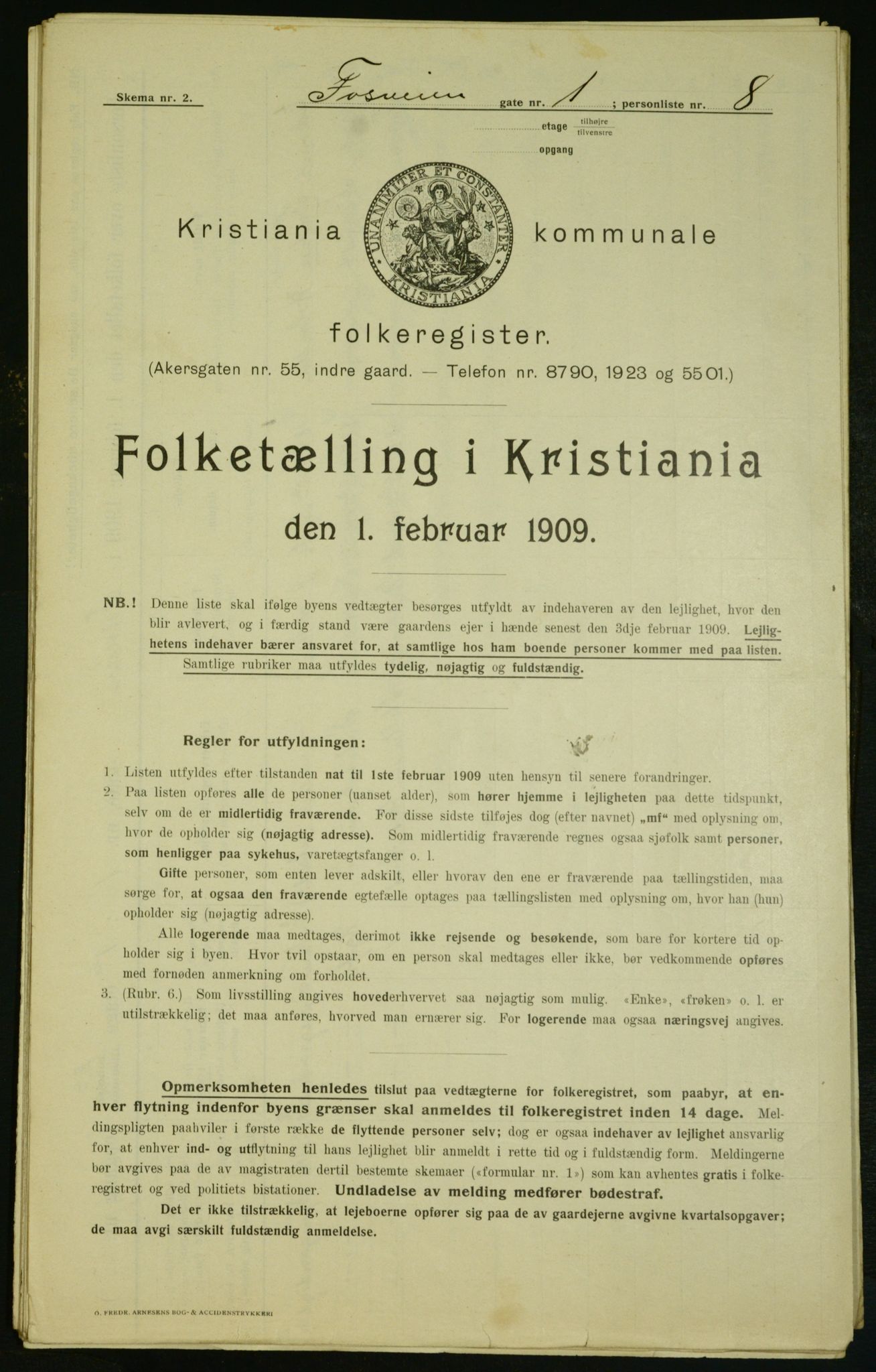 OBA, Municipal Census 1909 for Kristiania, 1909, p. 22301