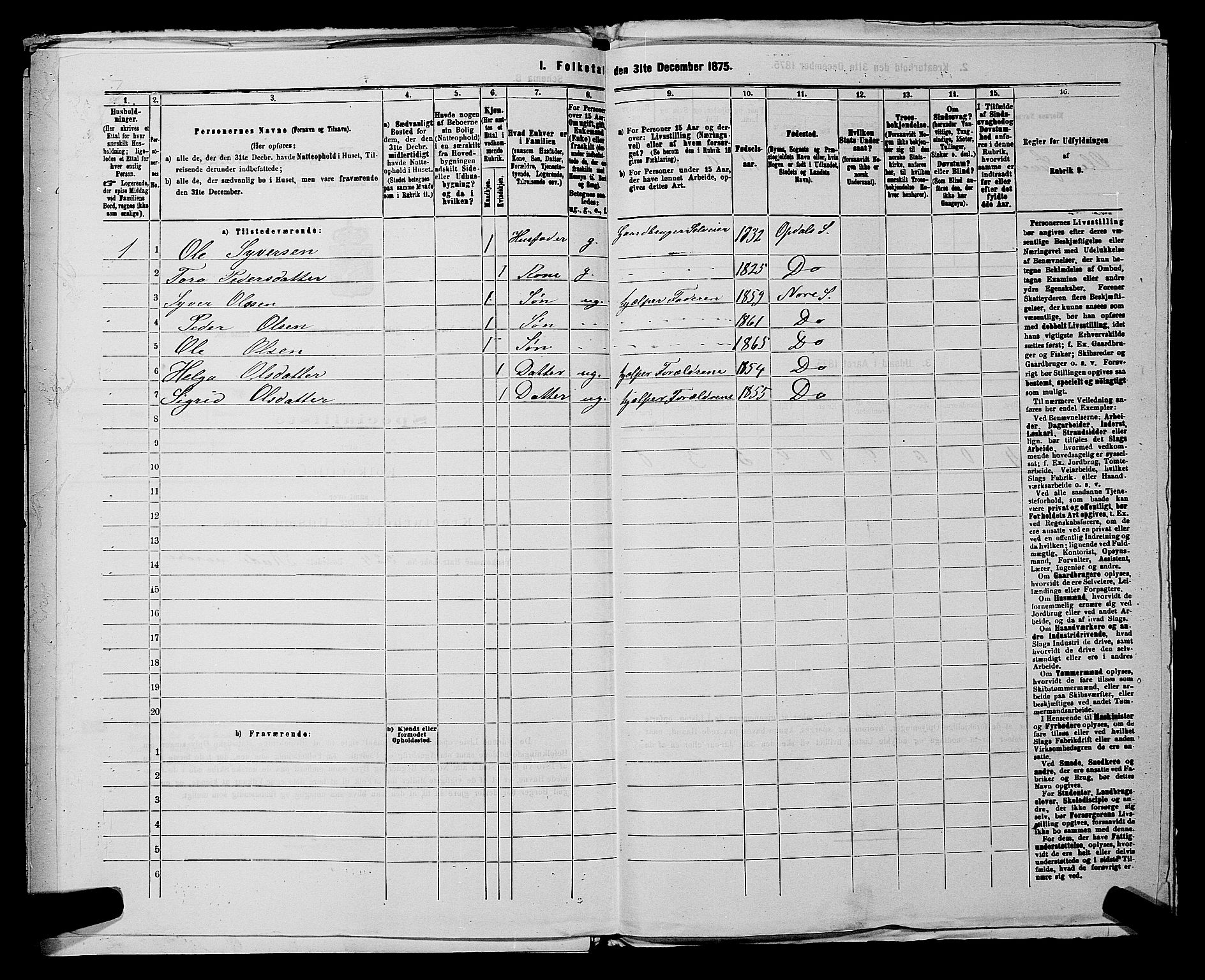 SAKO, 1875 census for 0633P Nore, 1875, p. 711