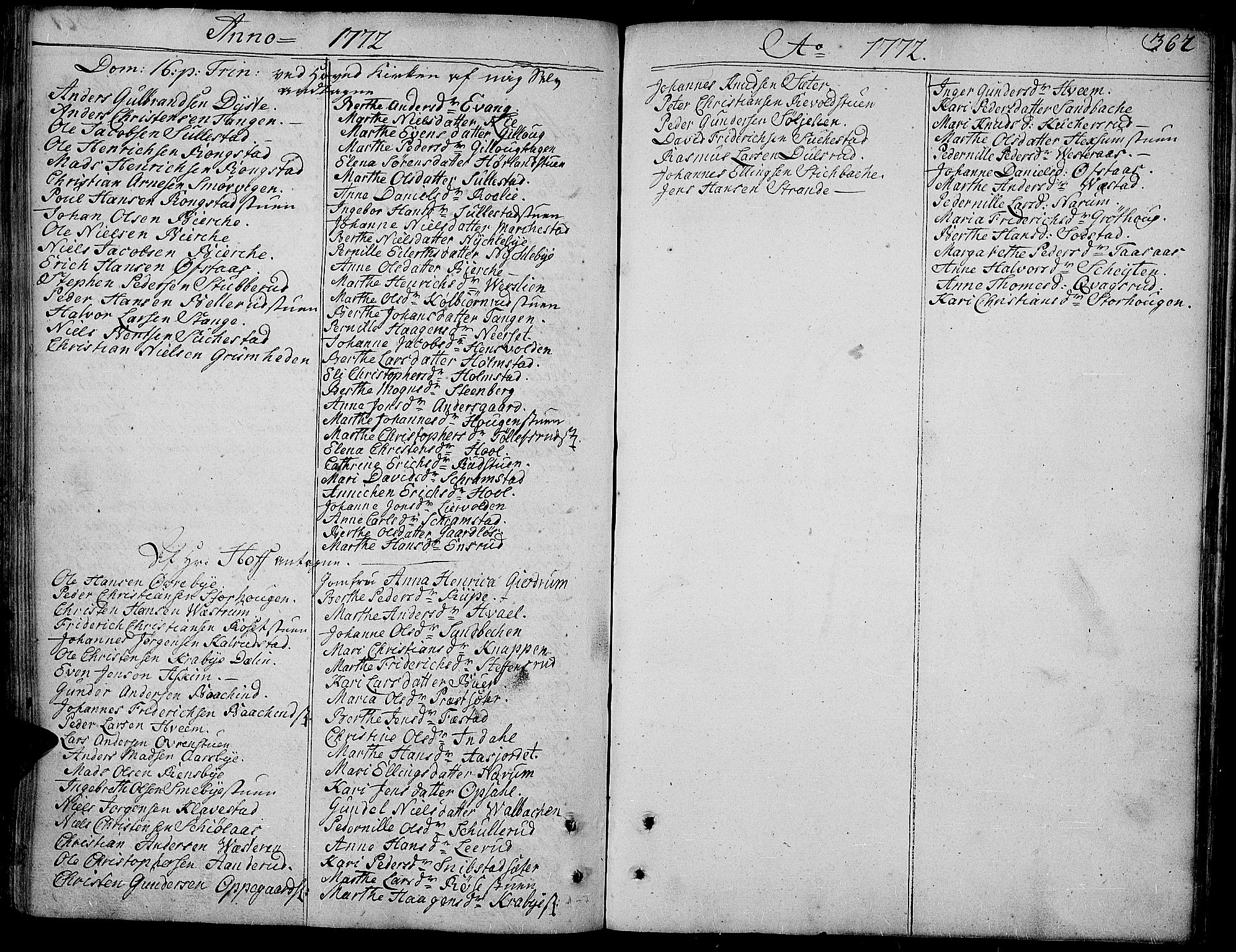 Toten prestekontor, SAH/PREST-102/H/Ha/Haa/L0005: Parish register (official) no. 5, 1761-1772, p. 362