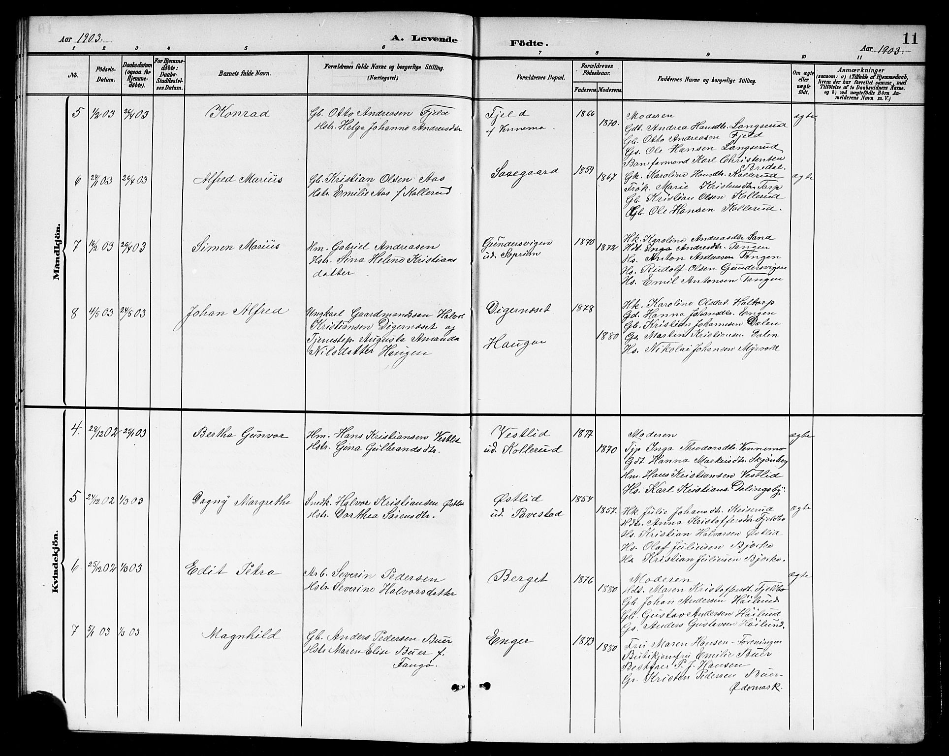 Høland prestekontor Kirkebøker, AV/SAO-A-10346a/G/Gb/L0001: Parish register (copy) no. II 1, 1902-1919, p. 11