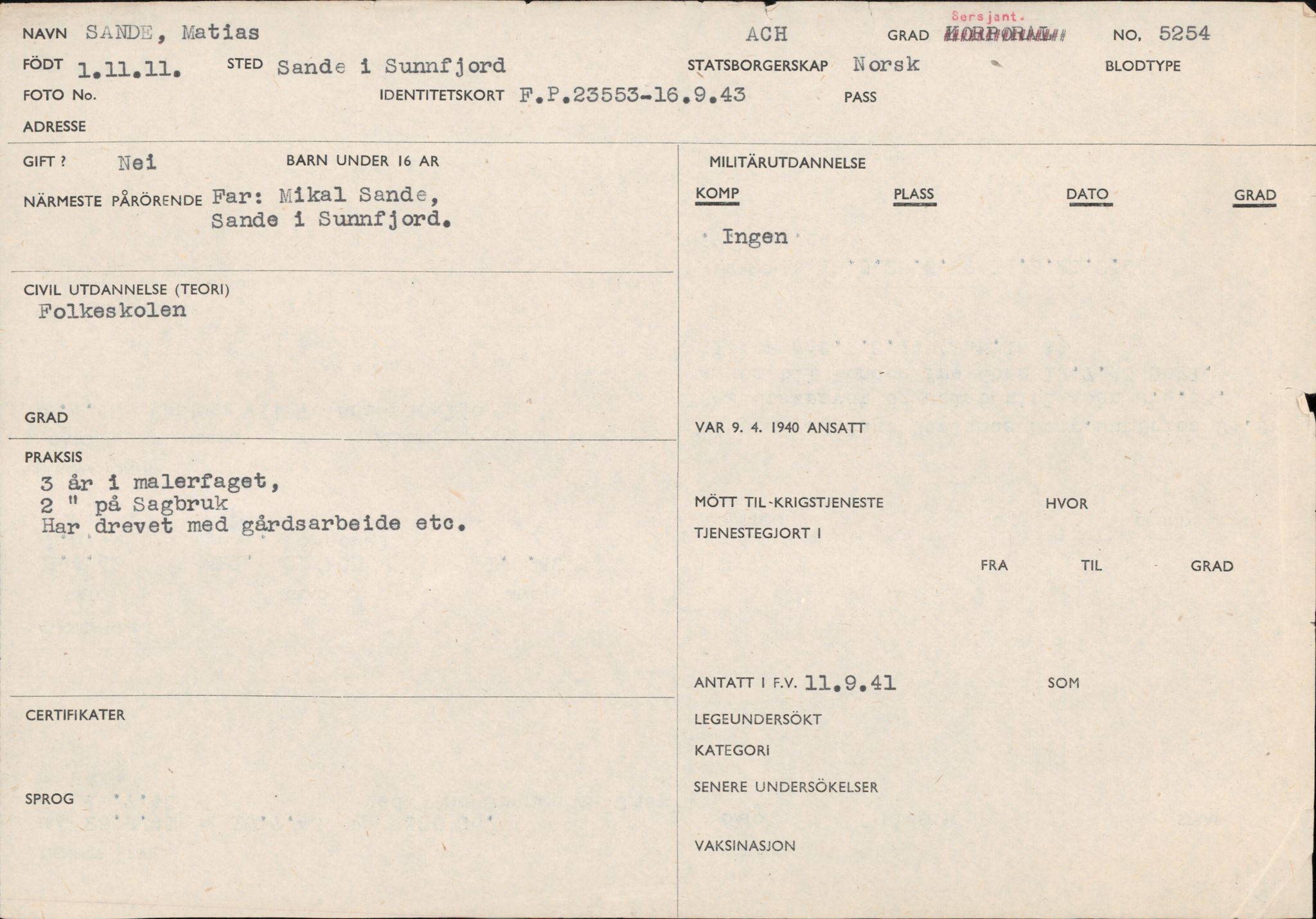 Forsvaret, Forsvarets overkommando/Luftforsvarsstaben, AV/RA-RAFA-4079/P/Pa/L0028: Personellpapirer, 1911, p. 69