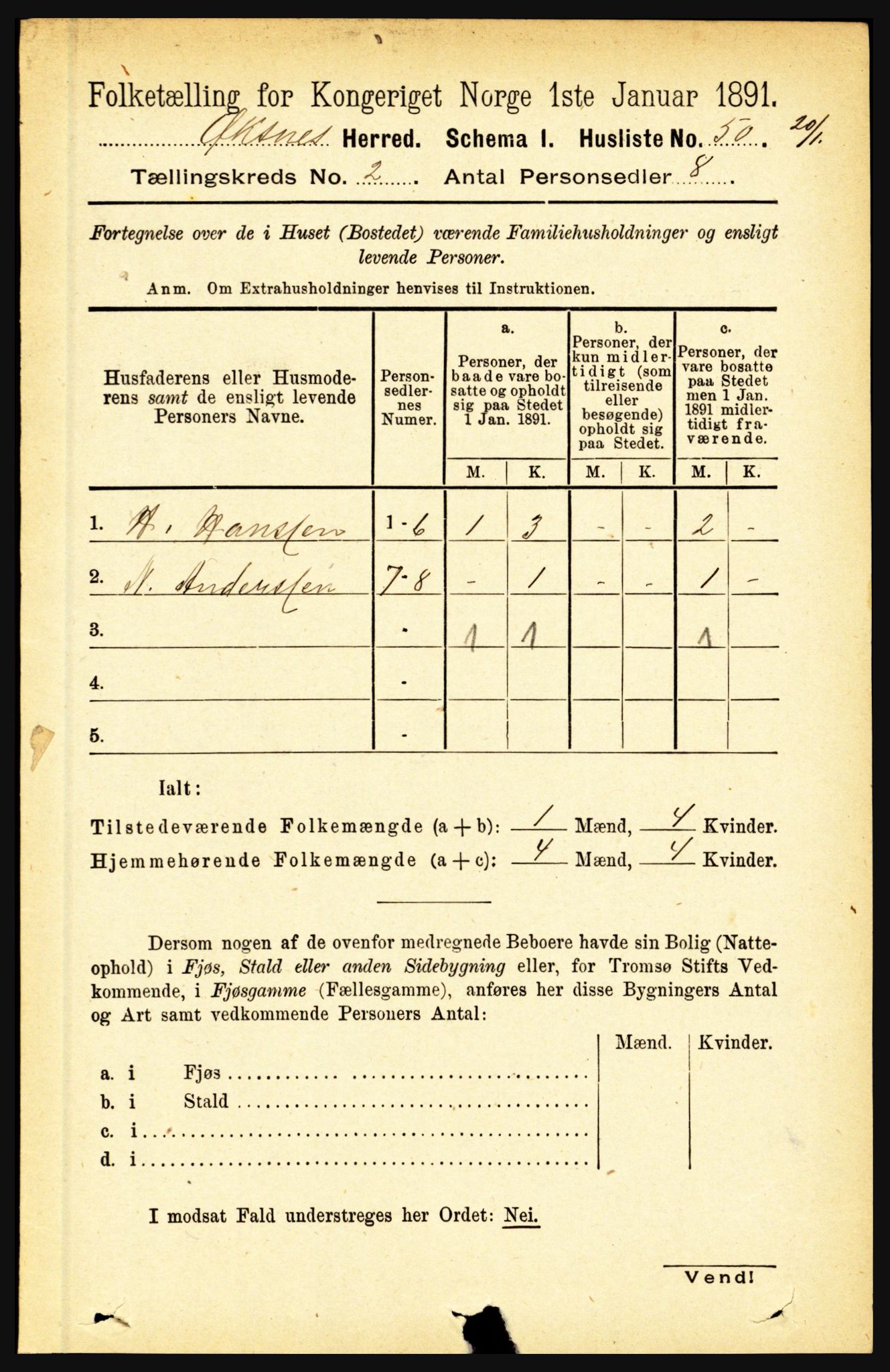 RA, 1891 census for 1868 Øksnes, 1891, p. 649