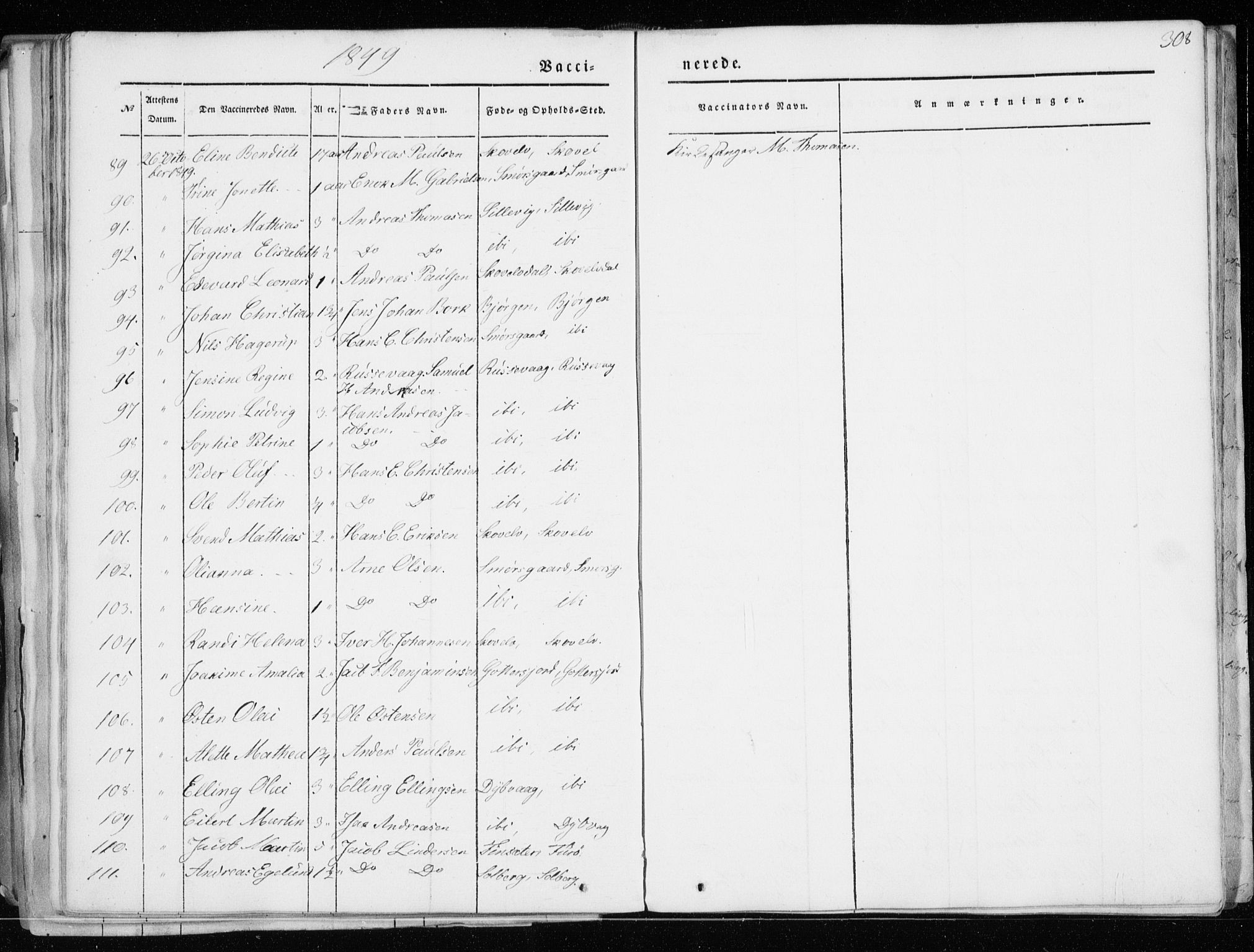 Tranøy sokneprestkontor, AV/SATØ-S-1313/I/Ia/Iaa/L0006kirke: Parish register (official) no. 6, 1844-1855, p. 308