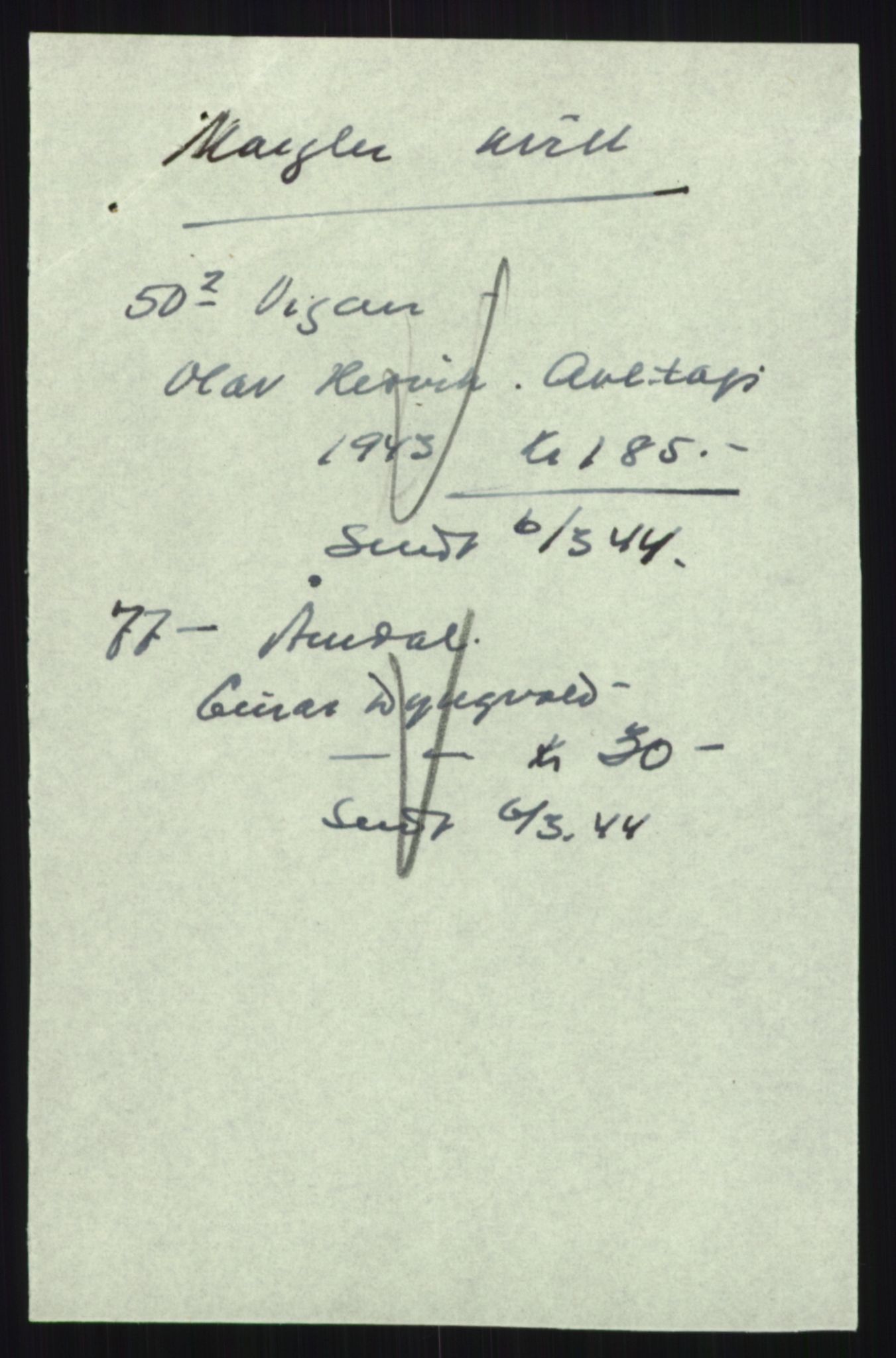 Forsvarsdepartementet, 10. kontor / Oppgjørskontoret, AV/RA-RAFA-1225/D/Db/L0180: Lista oppgjørskontor, 1942-1952, p. 211