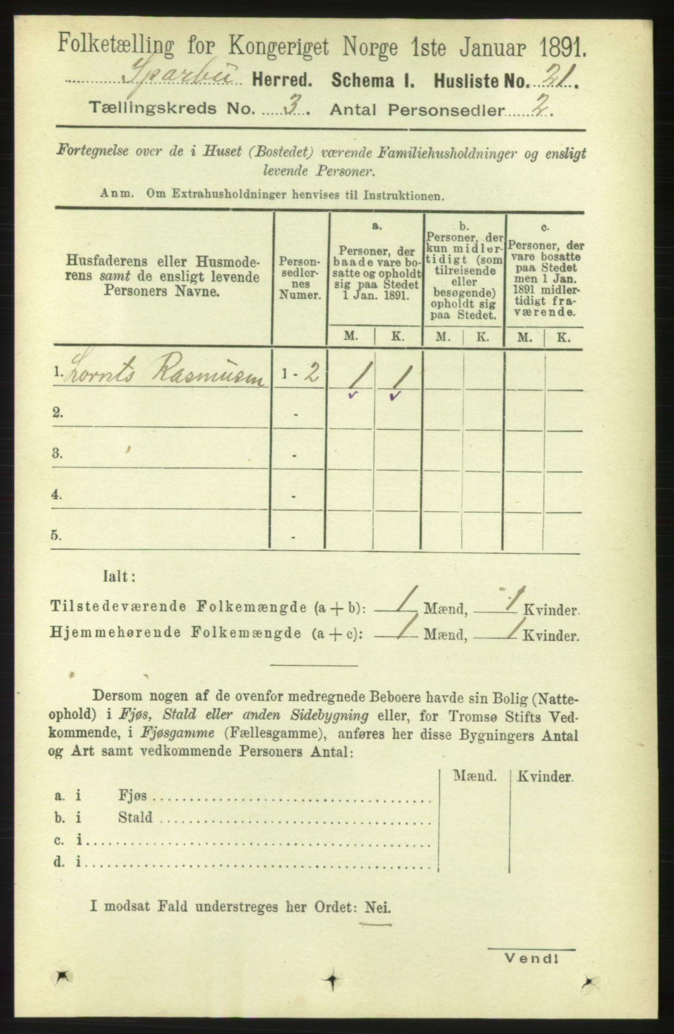 RA, 1891 census for 1731 Sparbu, 1891, p. 816