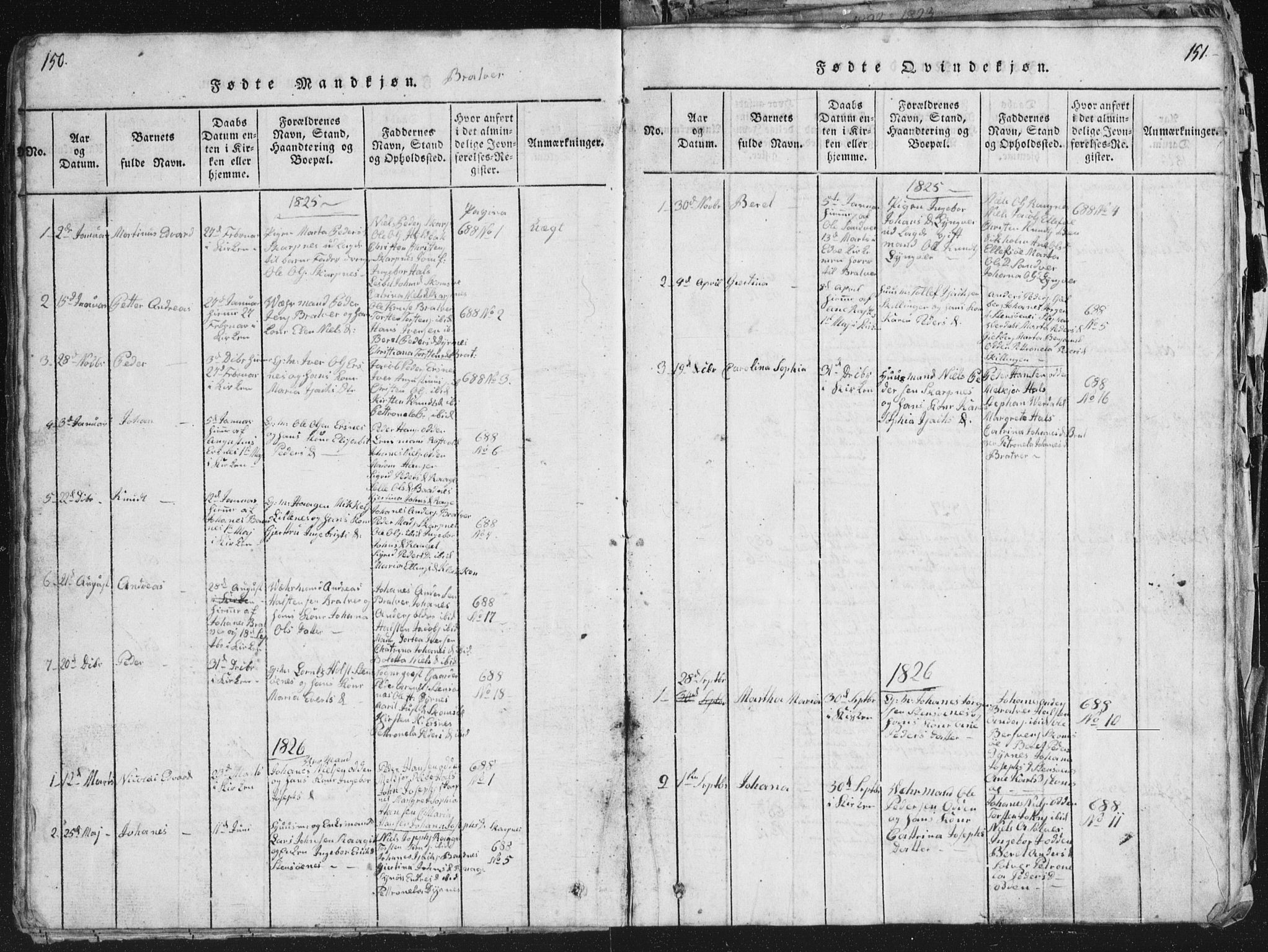 Ministerialprotokoller, klokkerbøker og fødselsregistre - Møre og Romsdal, SAT/A-1454/581/L0942: Parish register (copy) no. 581C00, 1820-1836, p. 150-151