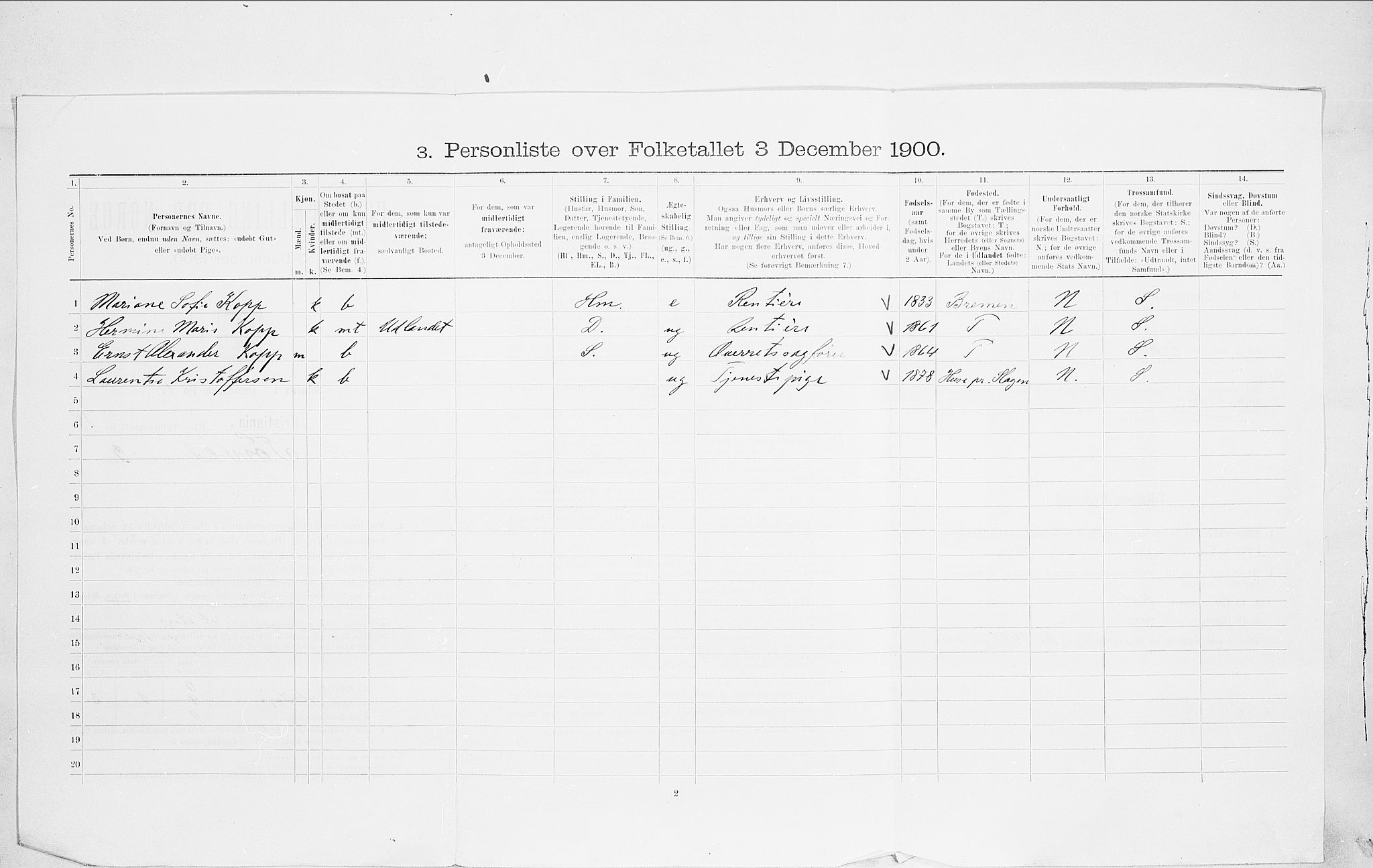 SAO, 1900 census for Kristiania, 1900, p. 103345