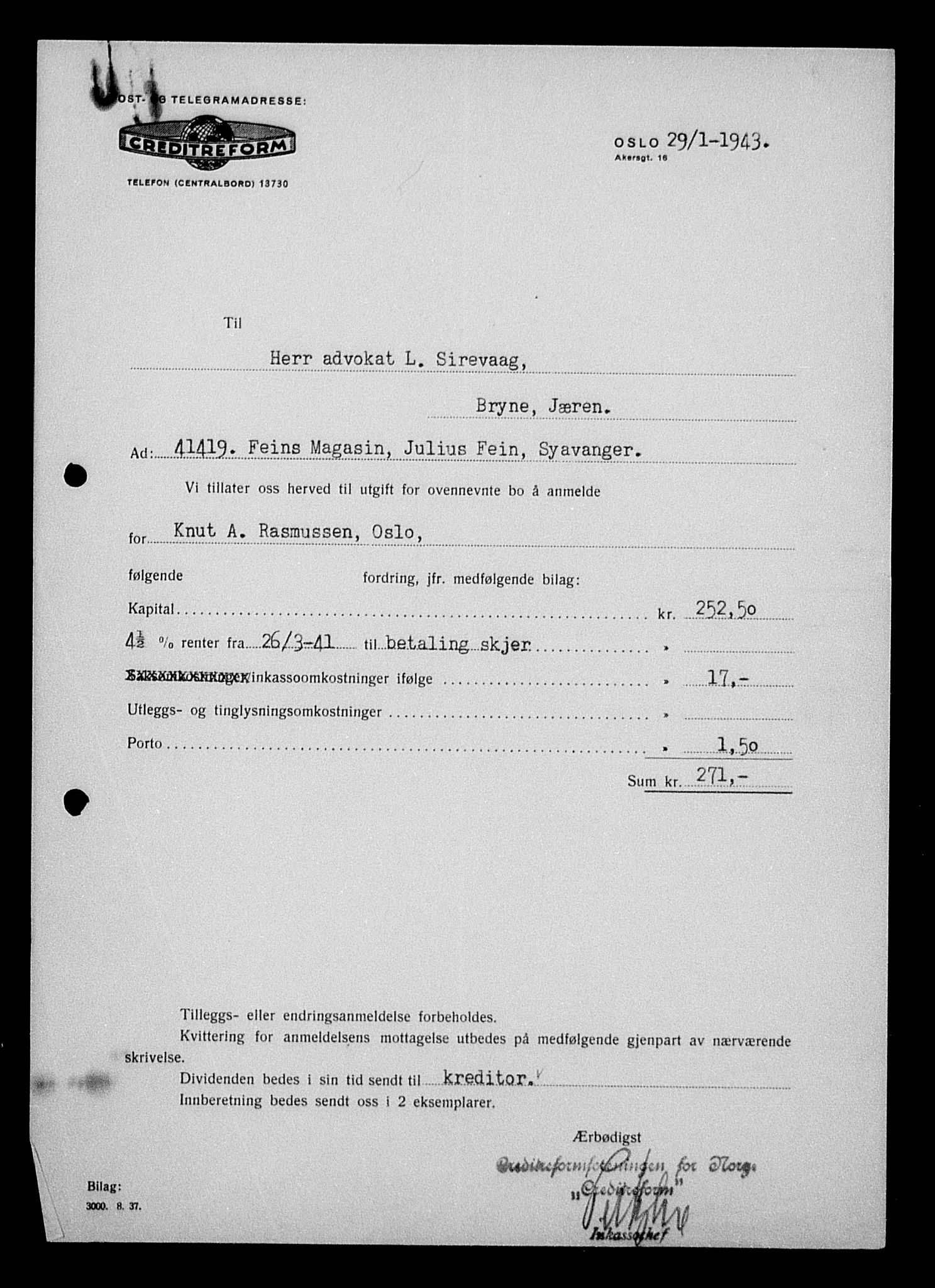 Justisdepartementet, Tilbakeføringskontoret for inndratte formuer, AV/RA-S-1564/H/Hc/Hcd/L0995: --, 1945-1947, p. 253