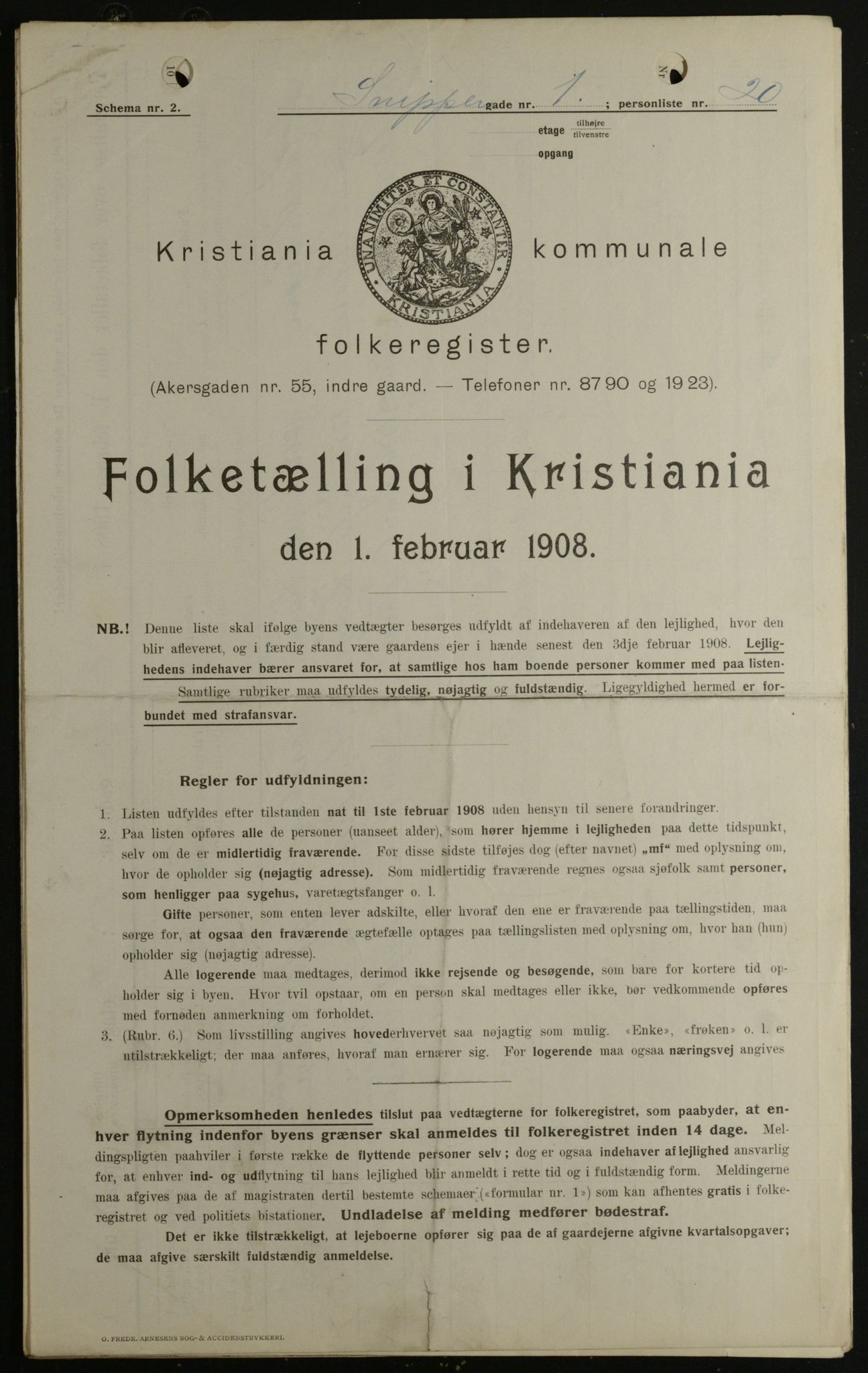 OBA, Municipal Census 1908 for Kristiania, 1908, p. 88160