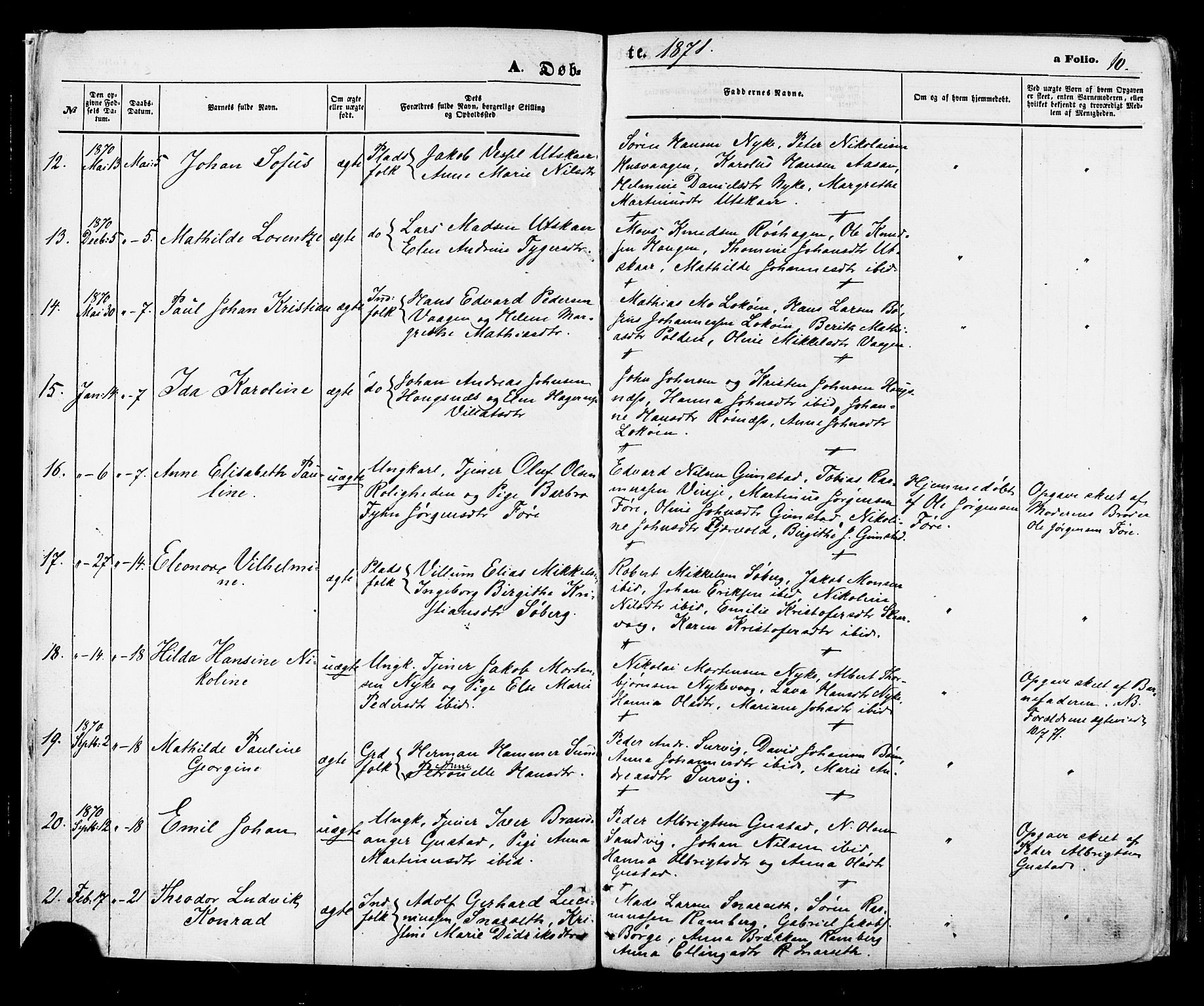 Ministerialprotokoller, klokkerbøker og fødselsregistre - Nordland, SAT/A-1459/891/L1301: Parish register (official) no. 891A06, 1870-1878, p. 10