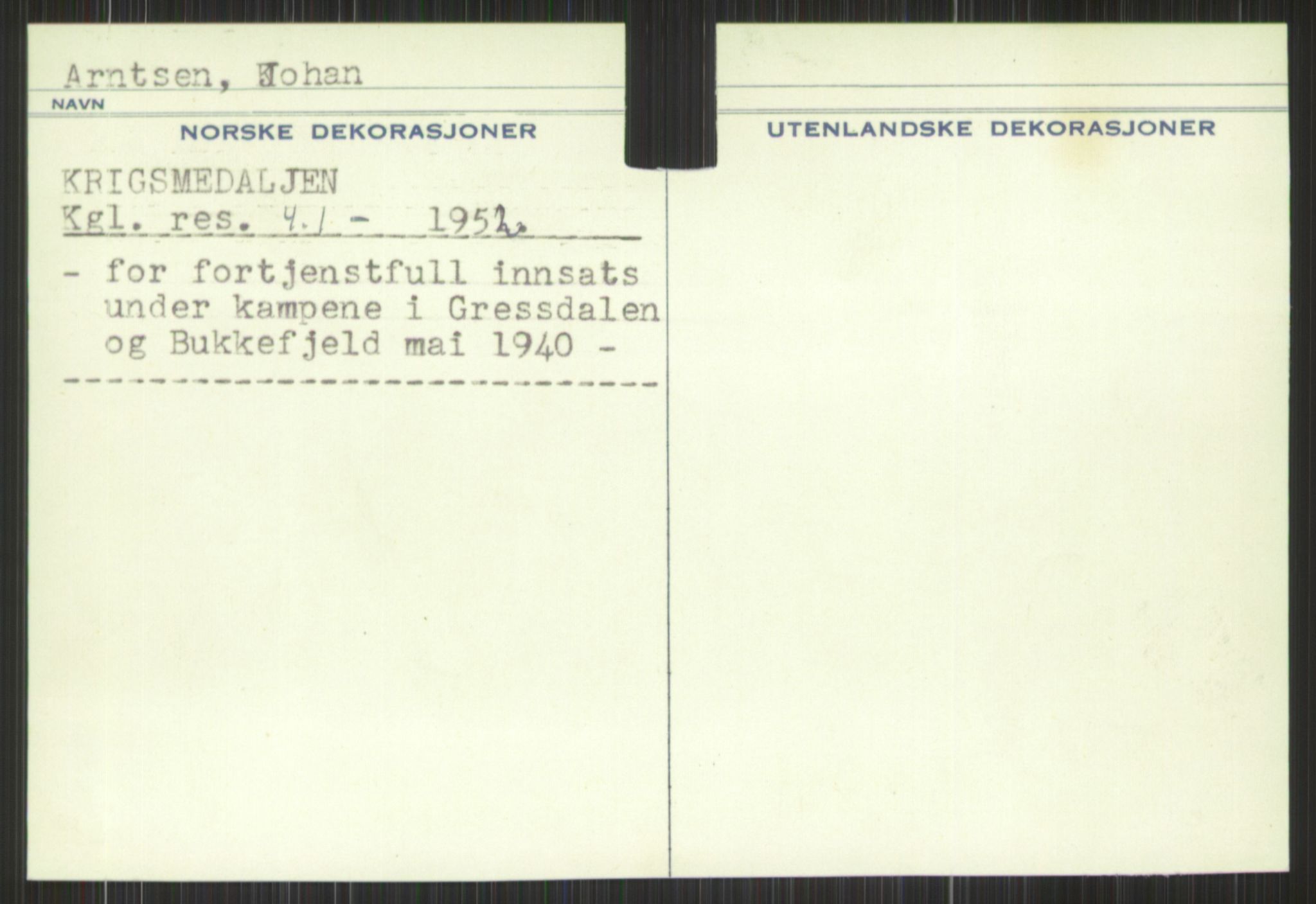 Forsvaret, Krigsdekorasjonskanselliet, AV/RA-RAFA-5156/G/Gd/L0001: Diverse registre, 1944-1956, p. 581