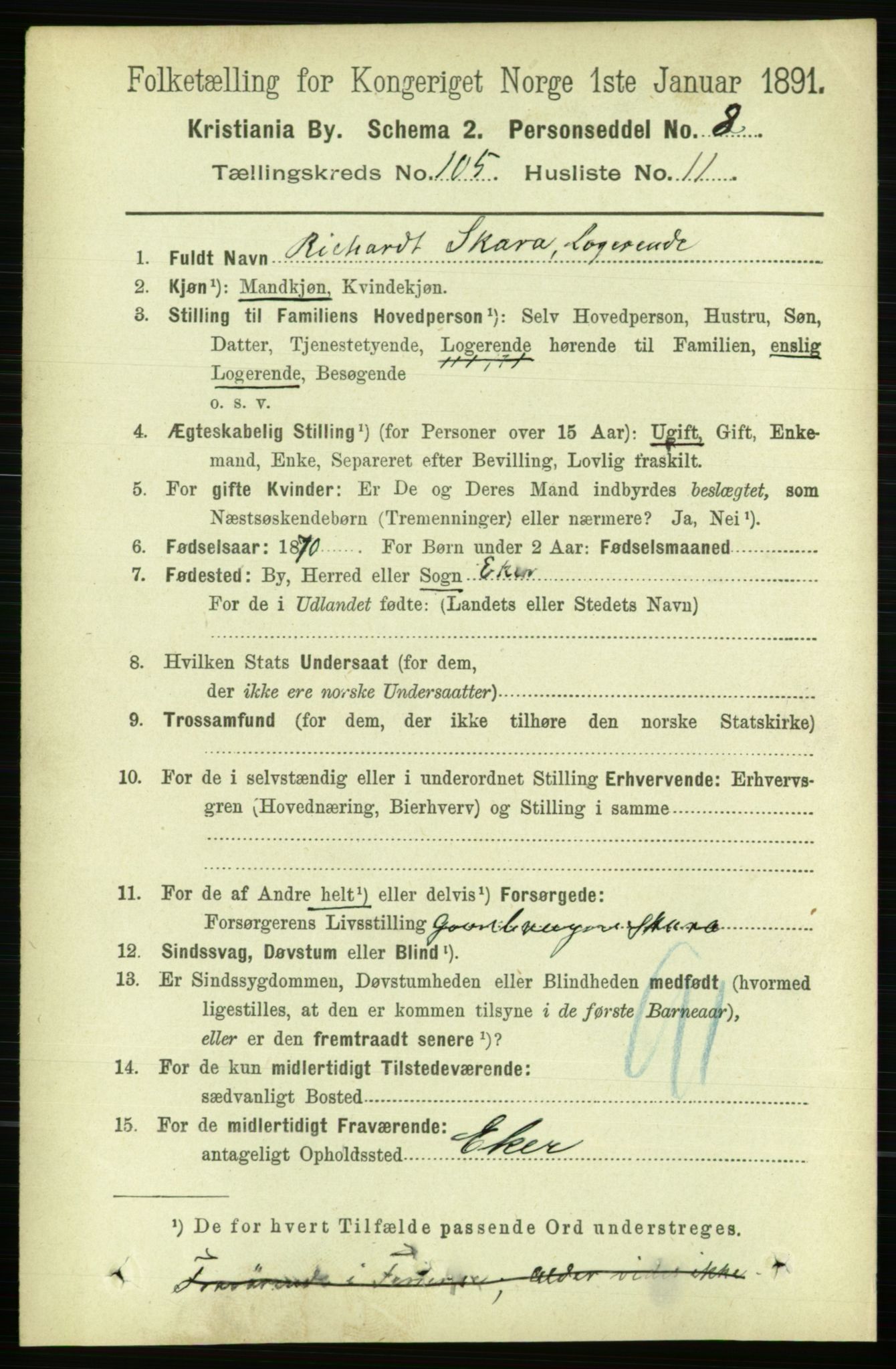 RA, 1891 census for 0301 Kristiania, 1891, p. 53403