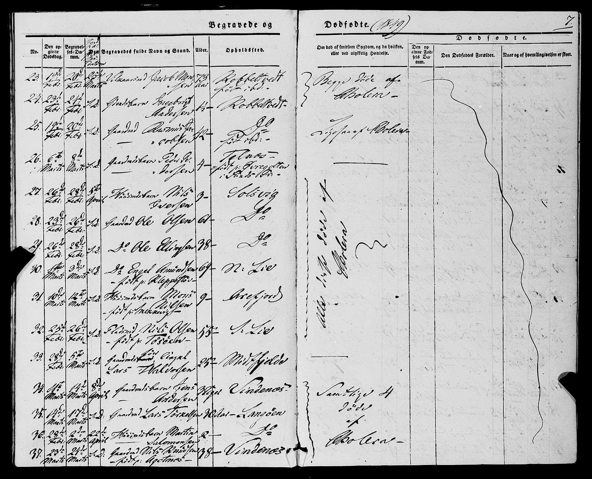 Fjell sokneprestembete, SAB/A-75301/H/Haa: Parish register (official) no. A 7, 1847-1877, p. 7
