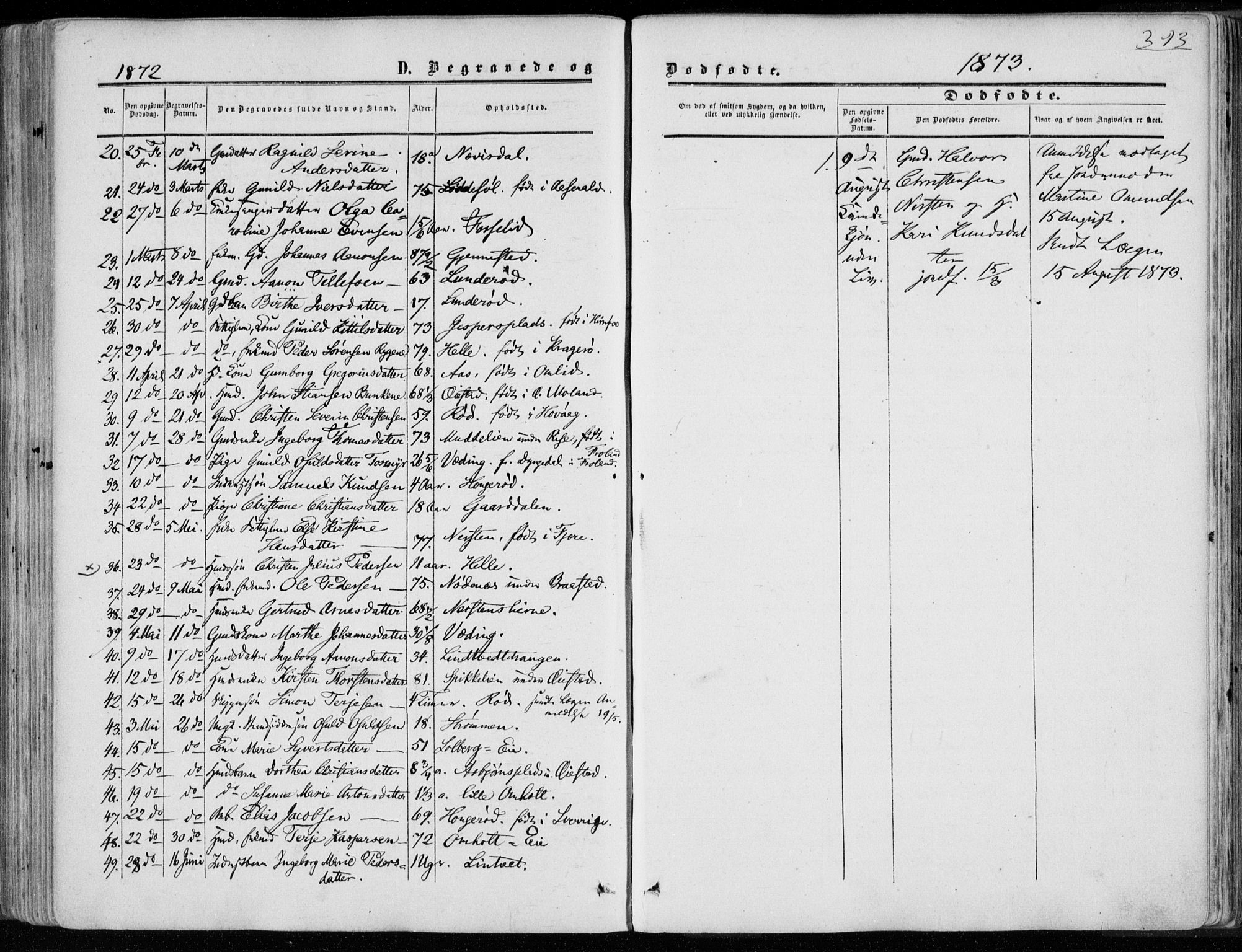 Øyestad sokneprestkontor, AV/SAK-1111-0049/F/Fa/L0015: Parish register (official) no. A 15, 1857-1873, p. 393