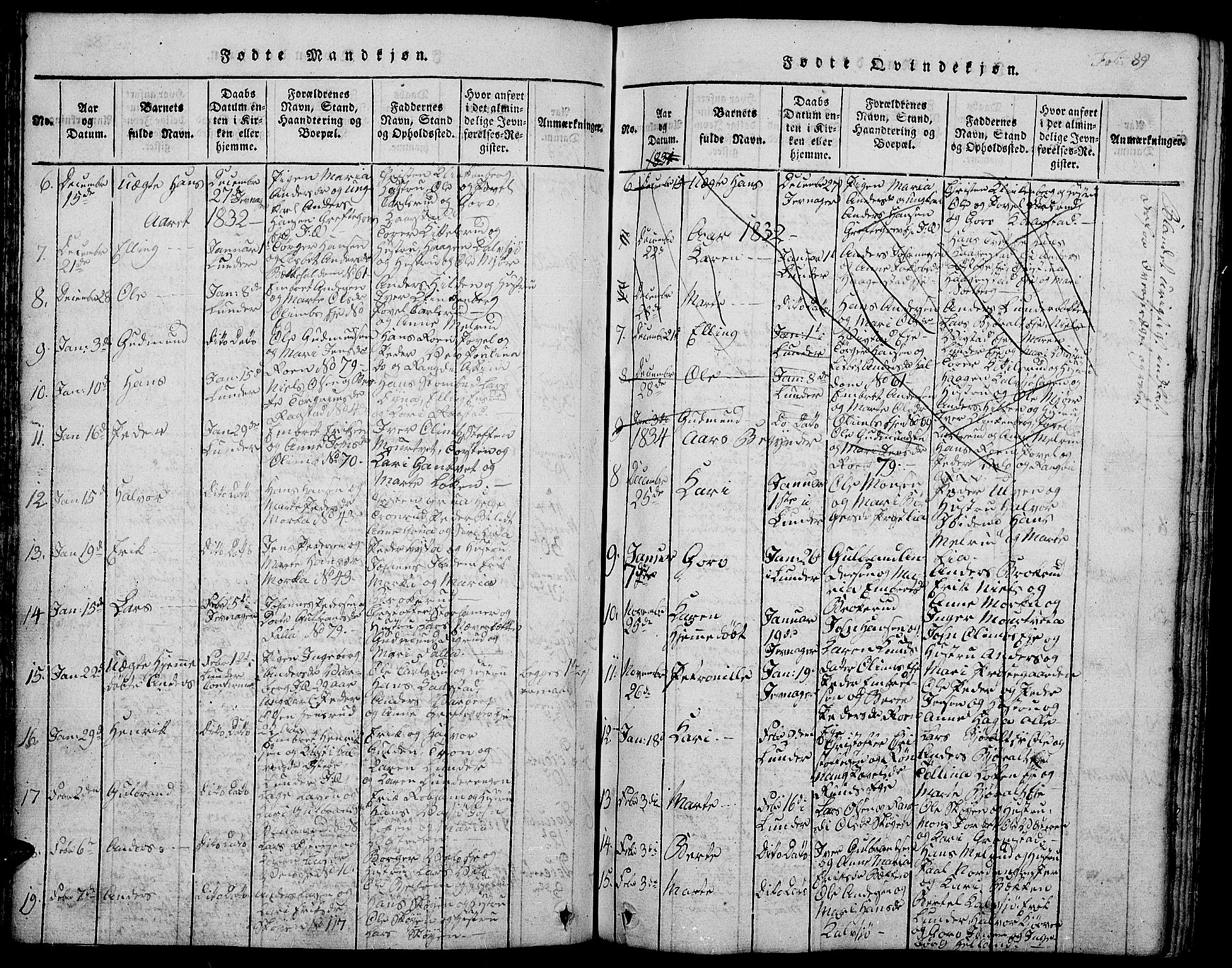 Jevnaker prestekontor, SAH/PREST-116/H/Ha/Hab/L0001: Parish register (copy) no. 1, 1815-1837, p. 89