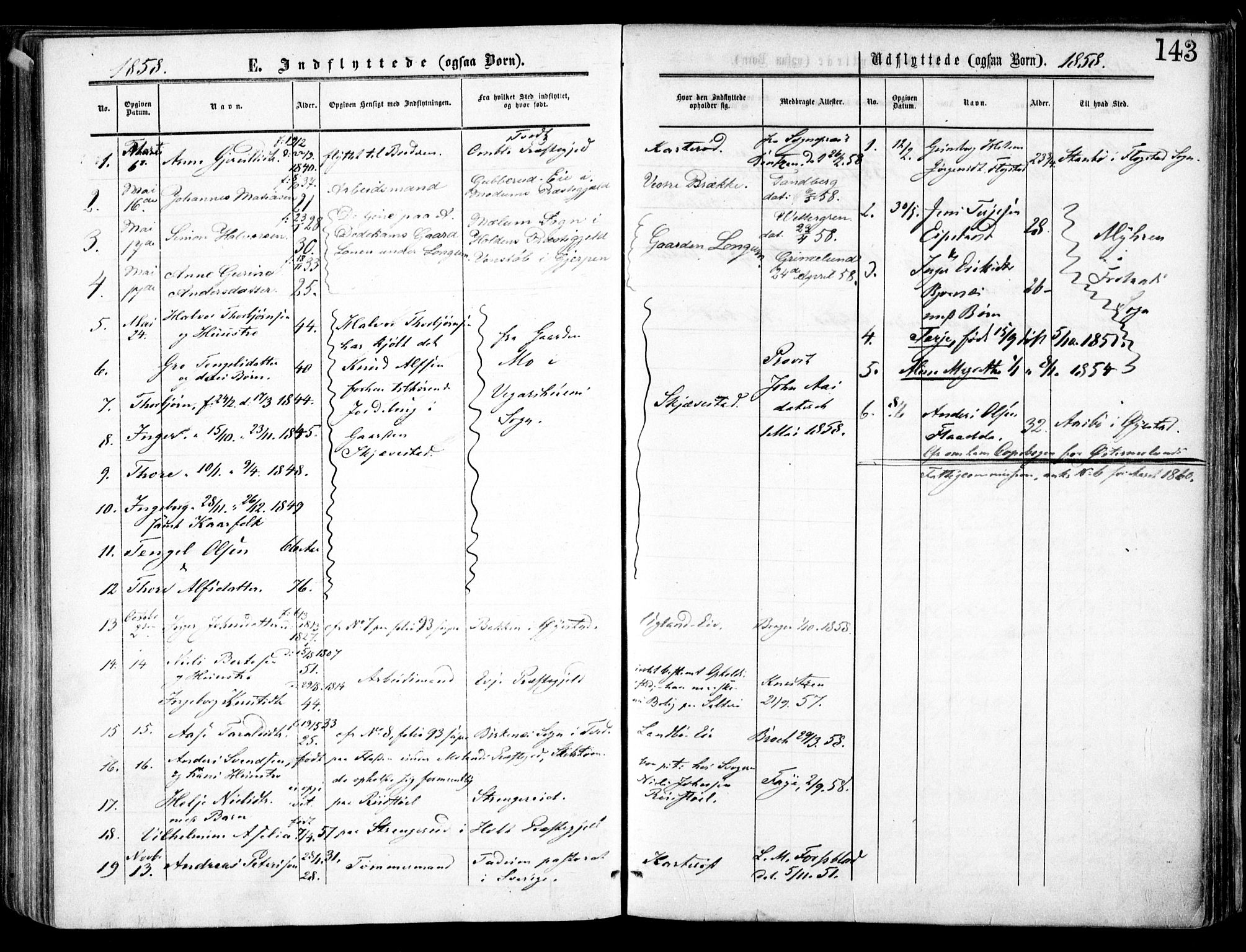 Austre Moland sokneprestkontor, SAK/1111-0001/F/Fa/Faa/L0008: Parish register (official) no. A 8, 1858-1868, p. 143
