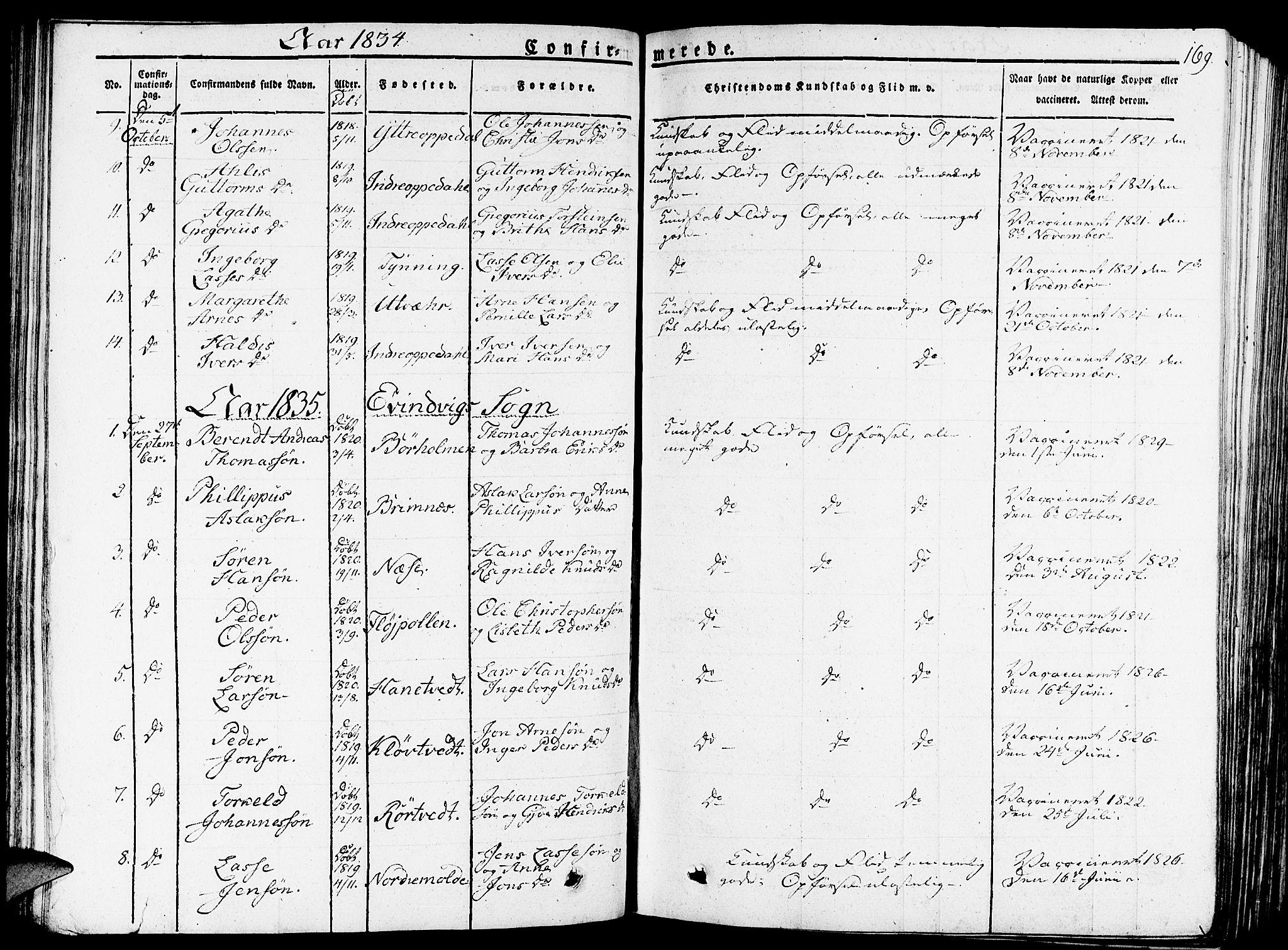 Gulen sokneprestembete, SAB/A-80201/H/Haa/Haaa/L0019: Parish register (official) no. A 19, 1826-1836, p. 169