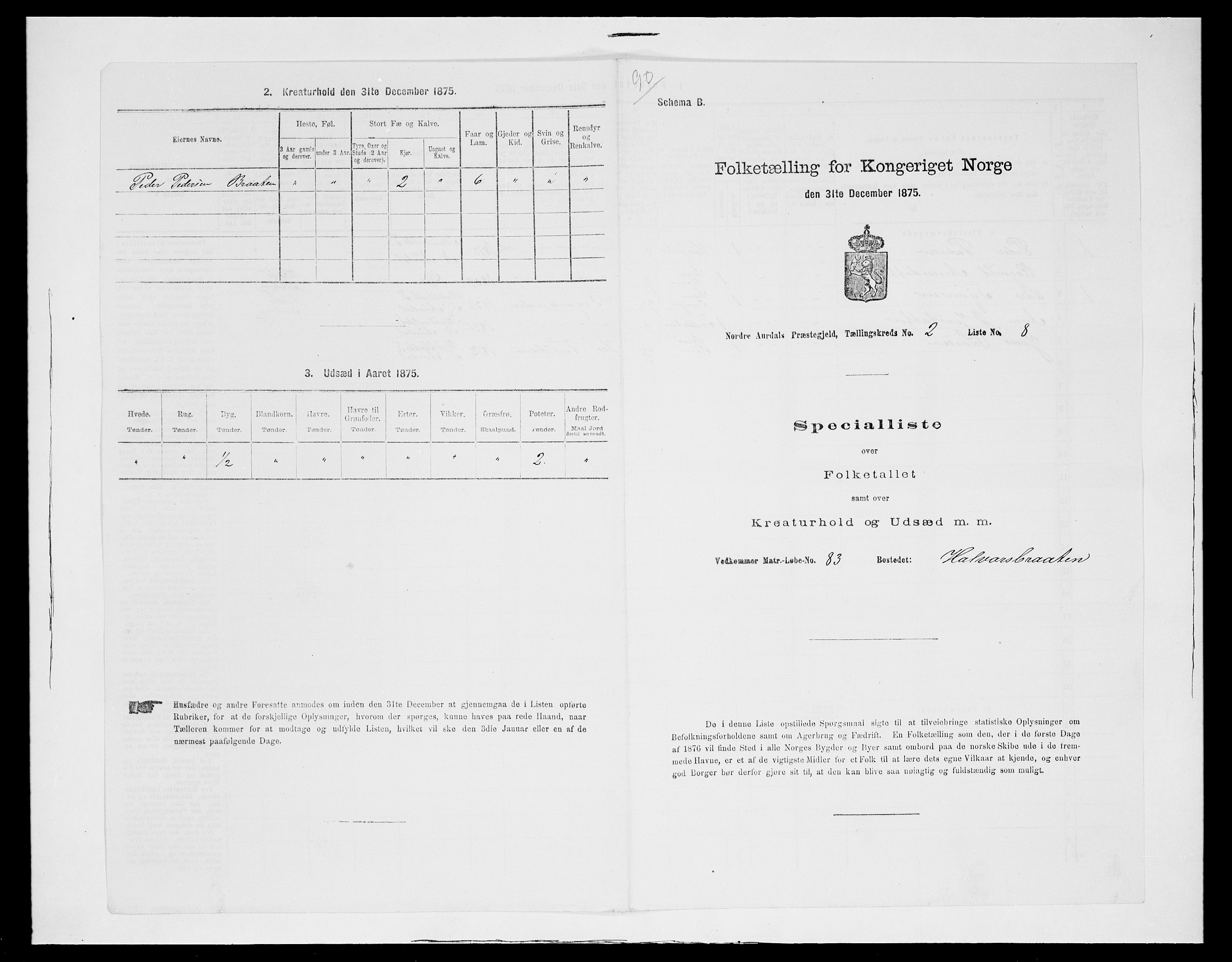 SAH, 1875 census for 0542P Nord-Aurdal, 1875, p. 350