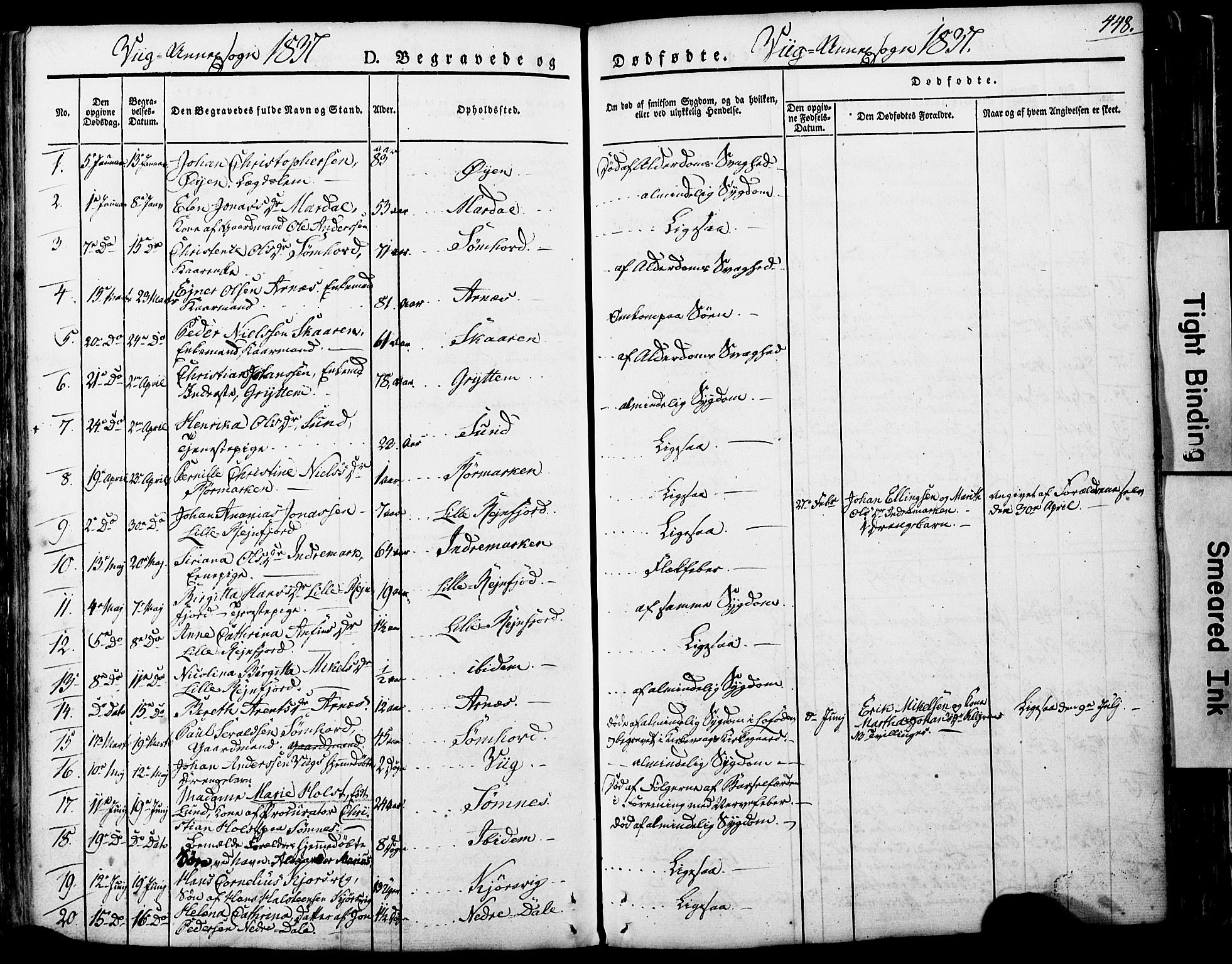 Ministerialprotokoller, klokkerbøker og fødselsregistre - Nordland, AV/SAT-A-1459/812/L0176: Parish register (official) no. 812A05, 1834-1874, p. 448