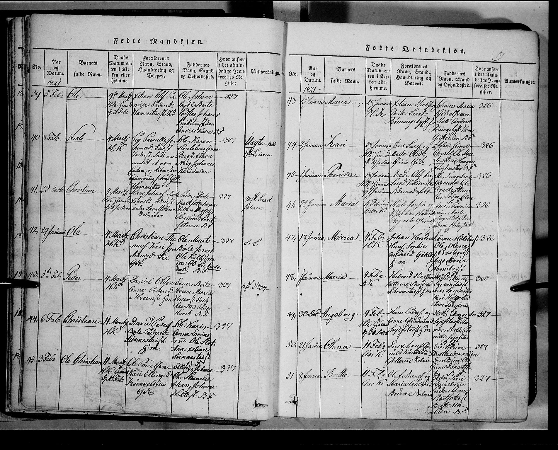 Toten prestekontor, AV/SAH-PREST-102/H/Ha/Hab/L0002: Parish register (copy) no. 2, 1820-1827, p. 19