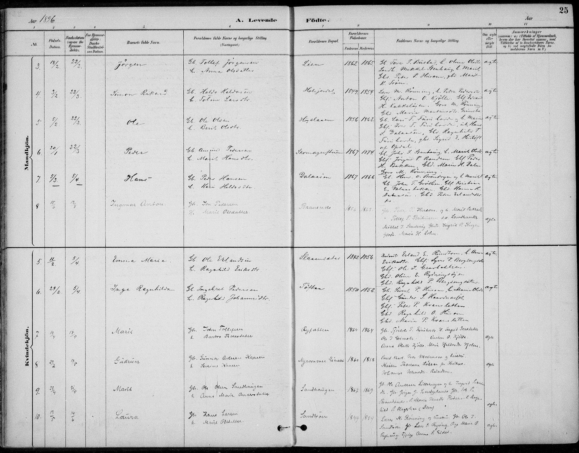 Alvdal prestekontor, AV/SAH-PREST-060/H/Ha/Haa/L0003: Parish register (official) no. 3, 1886-1912, p. 25