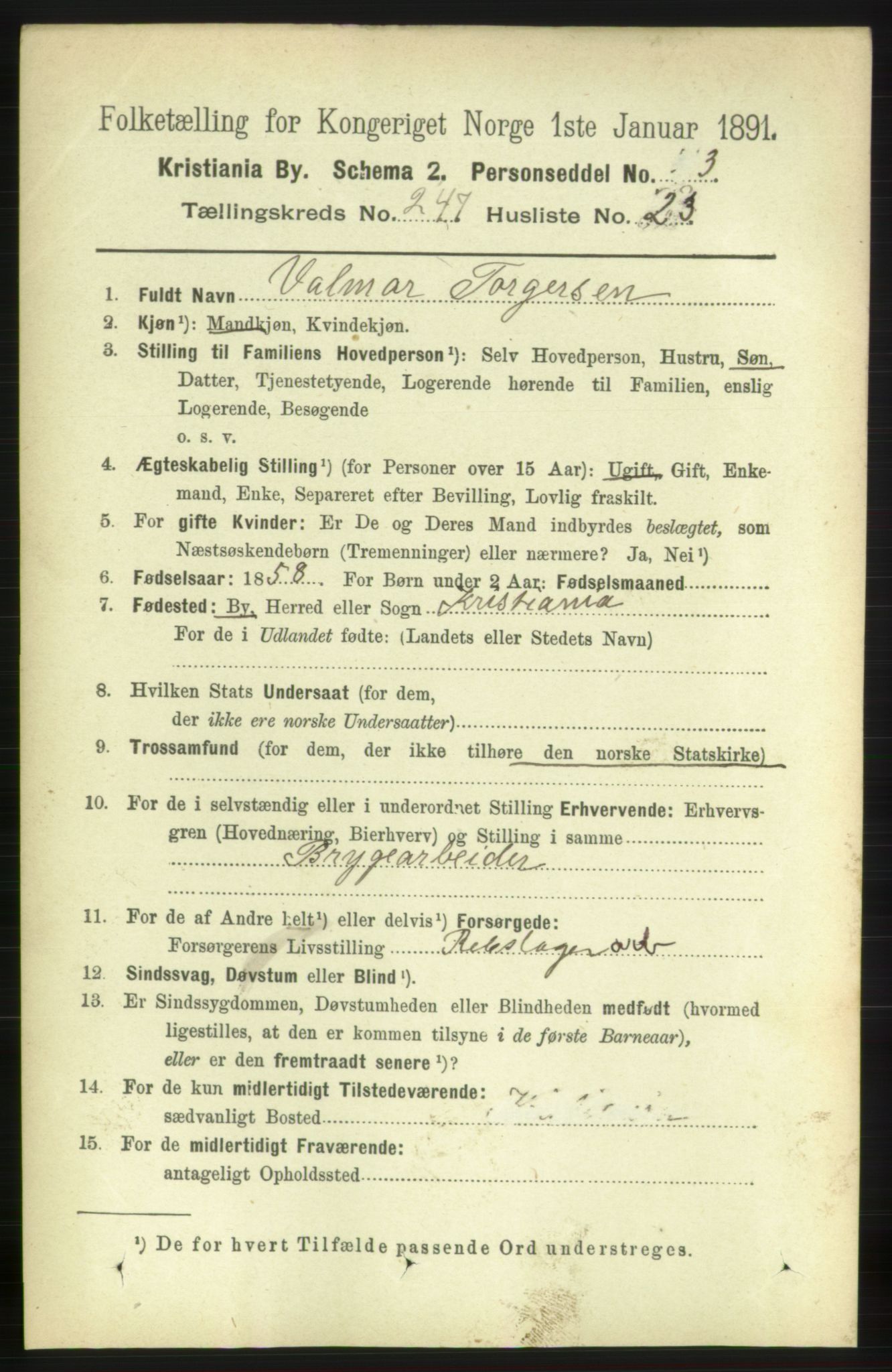 RA, 1891 census for 0301 Kristiania, 1891, p. 150975