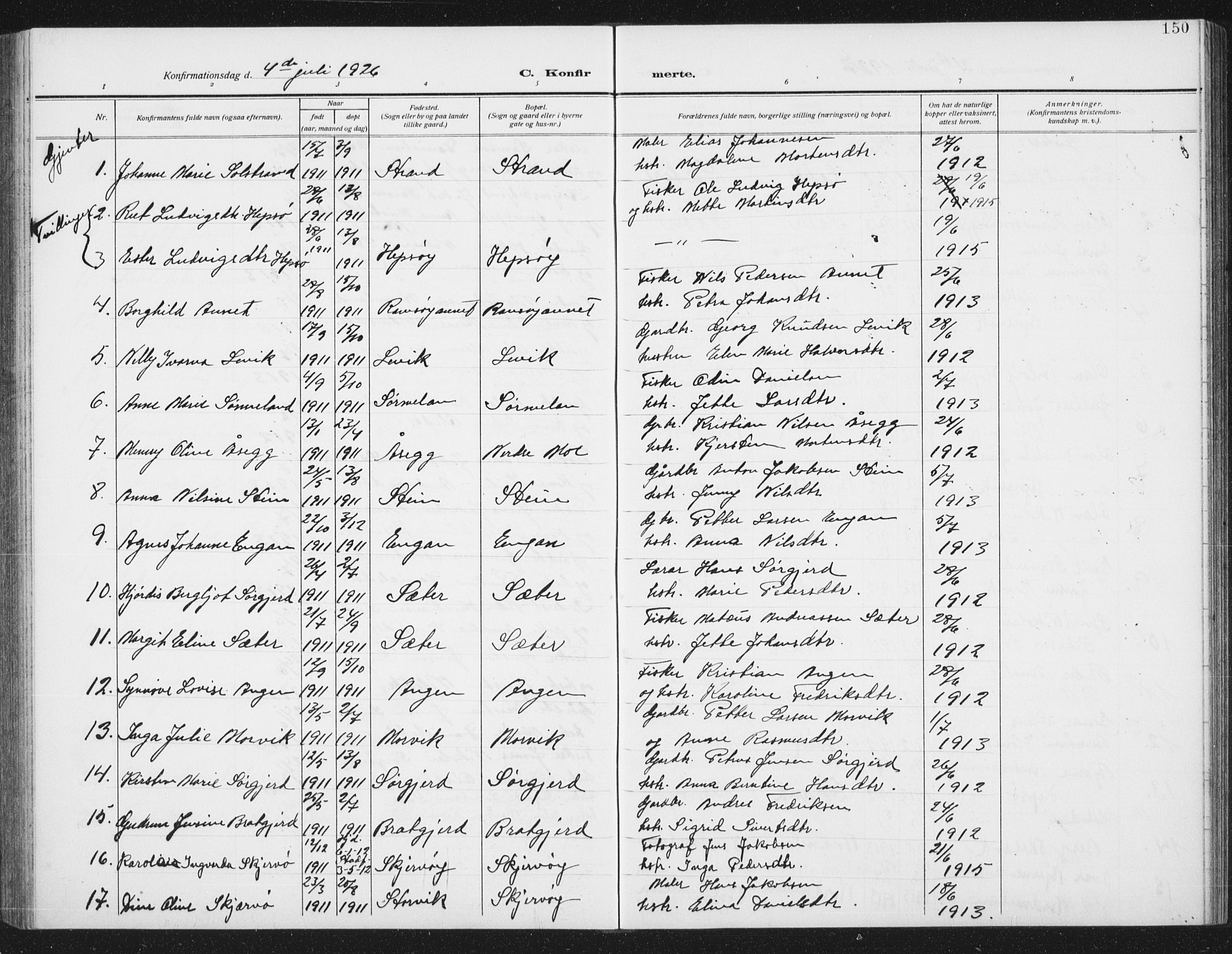 Ministerialprotokoller, klokkerbøker og fødselsregistre - Sør-Trøndelag, SAT/A-1456/658/L0727: Parish register (copy) no. 658C03, 1909-1935, p. 150