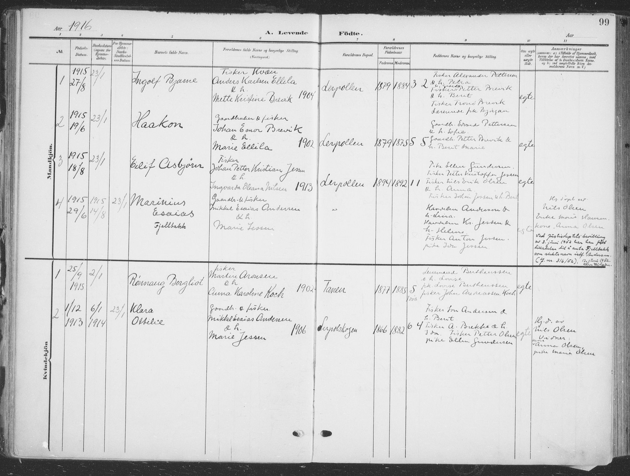 Tana sokneprestkontor, SATØ/S-1334/H/Ha/L0007kirke: Parish register (official) no. 7, 1904-1918, p. 99
