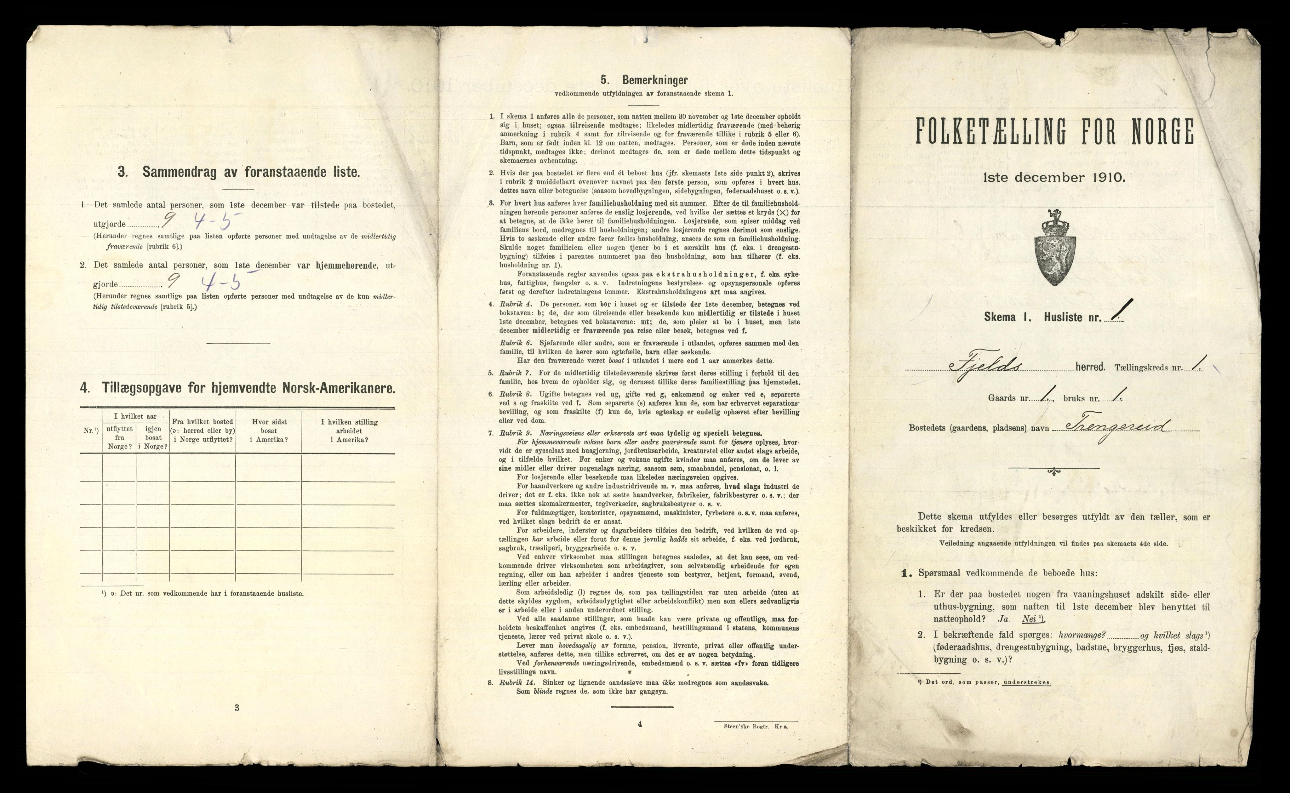 RA, 1910 census for Fjell, 1910, p. 39