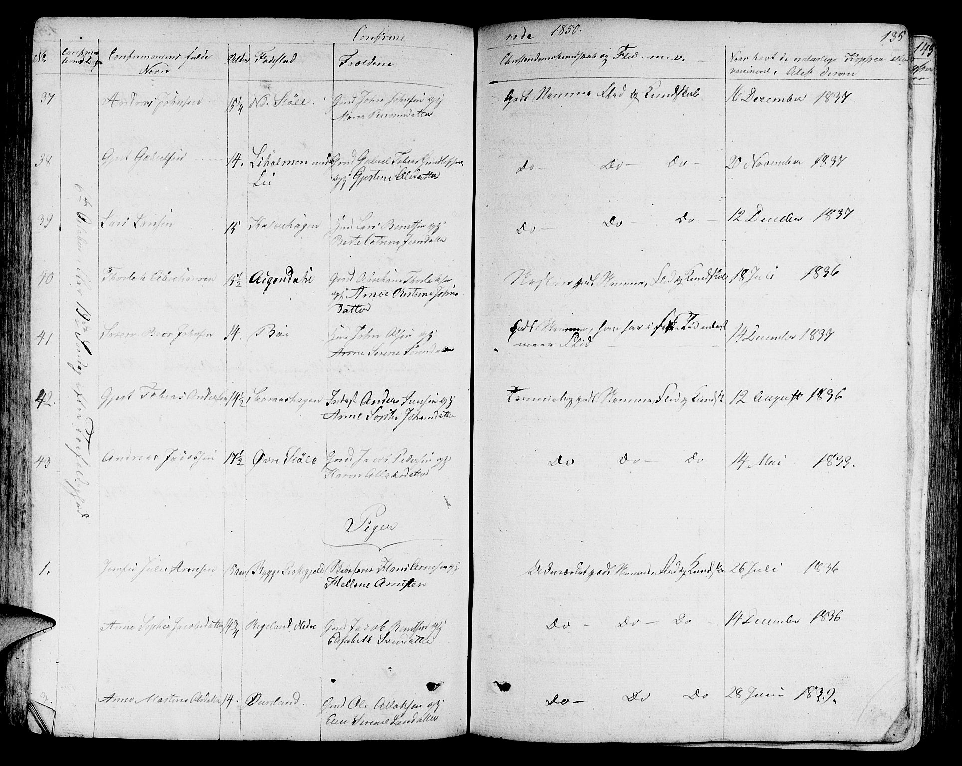 Sokndal sokneprestkontor, AV/SAST-A-101808: Parish register (copy) no. B 2, 1849-1865, p. 135