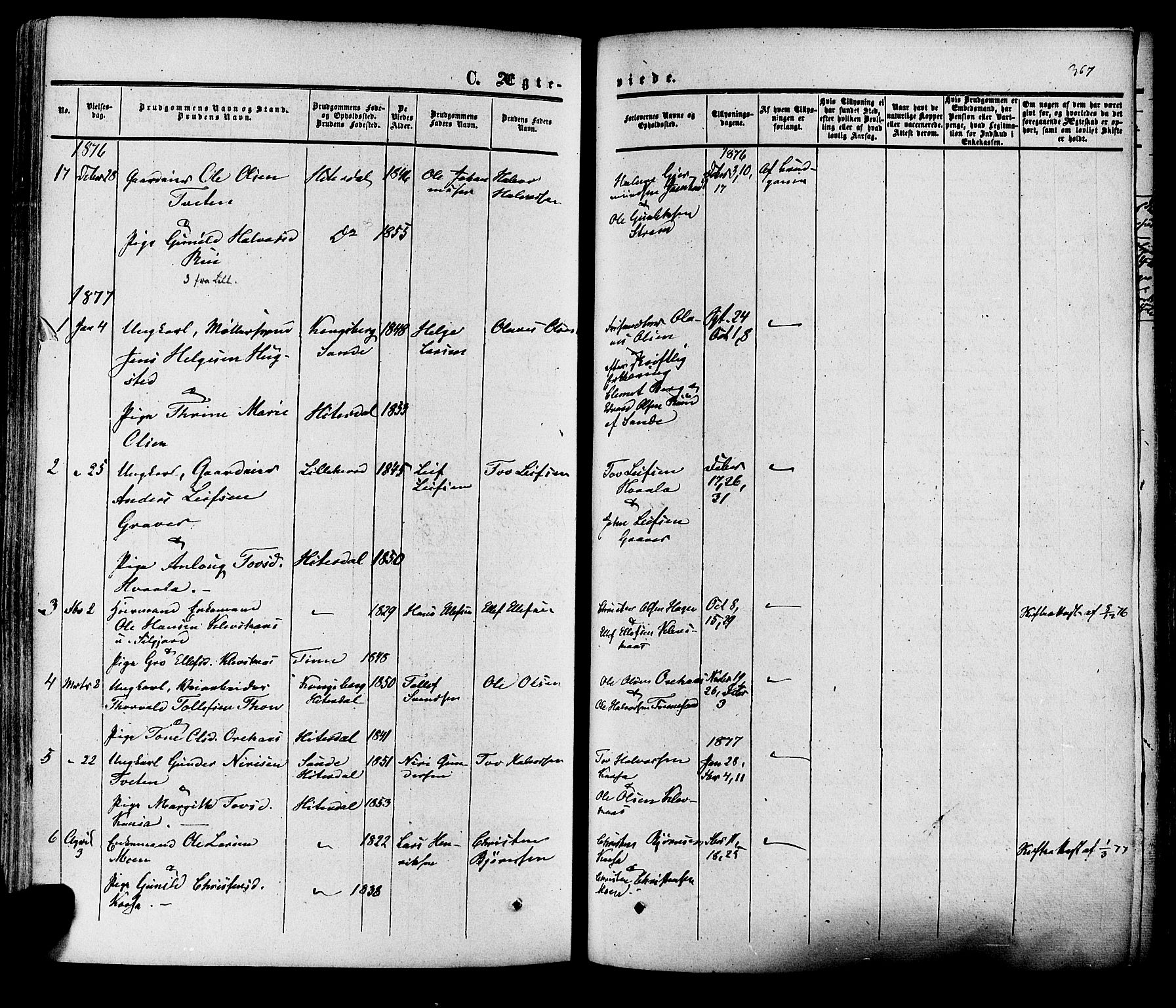 Heddal kirkebøker, SAKO/A-268/F/Fa/L0007: Parish register (official) no. I 7, 1855-1877, p. 367