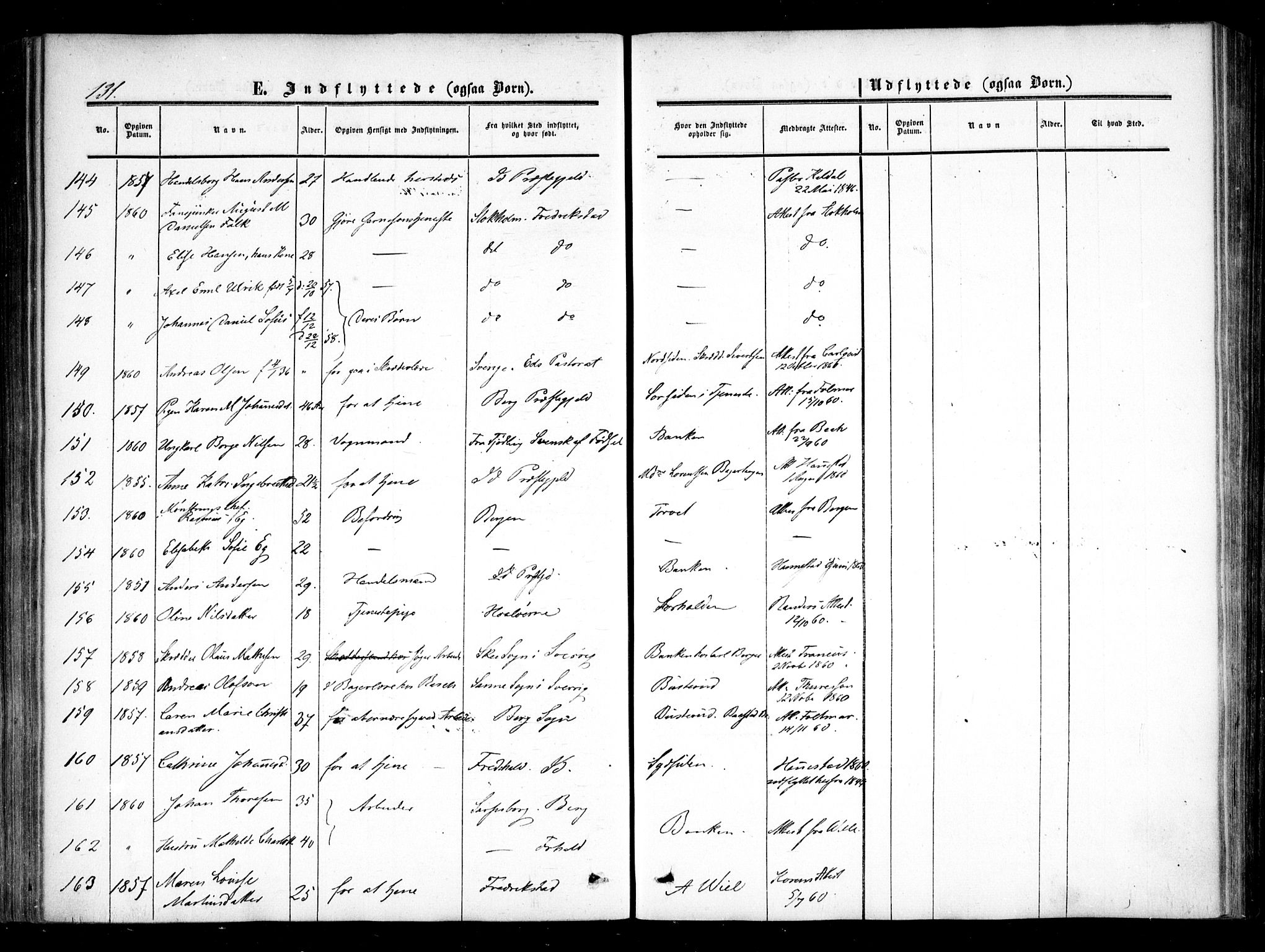 Halden prestekontor Kirkebøker, AV/SAO-A-10909/F/Fa/L0008: Parish register (official) no. I 8, 1857-1865, p. 131