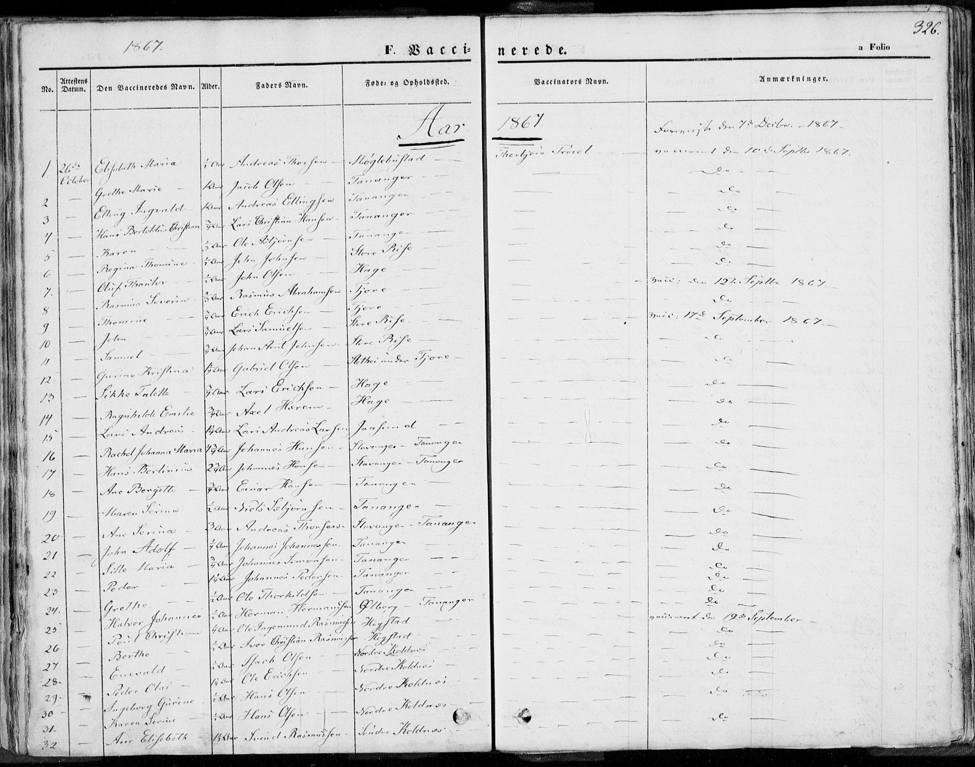 Håland sokneprestkontor, AV/SAST-A-101802/001/30BA/L0008: Parish register (official) no. A 7.2, 1854-1870, p. 326