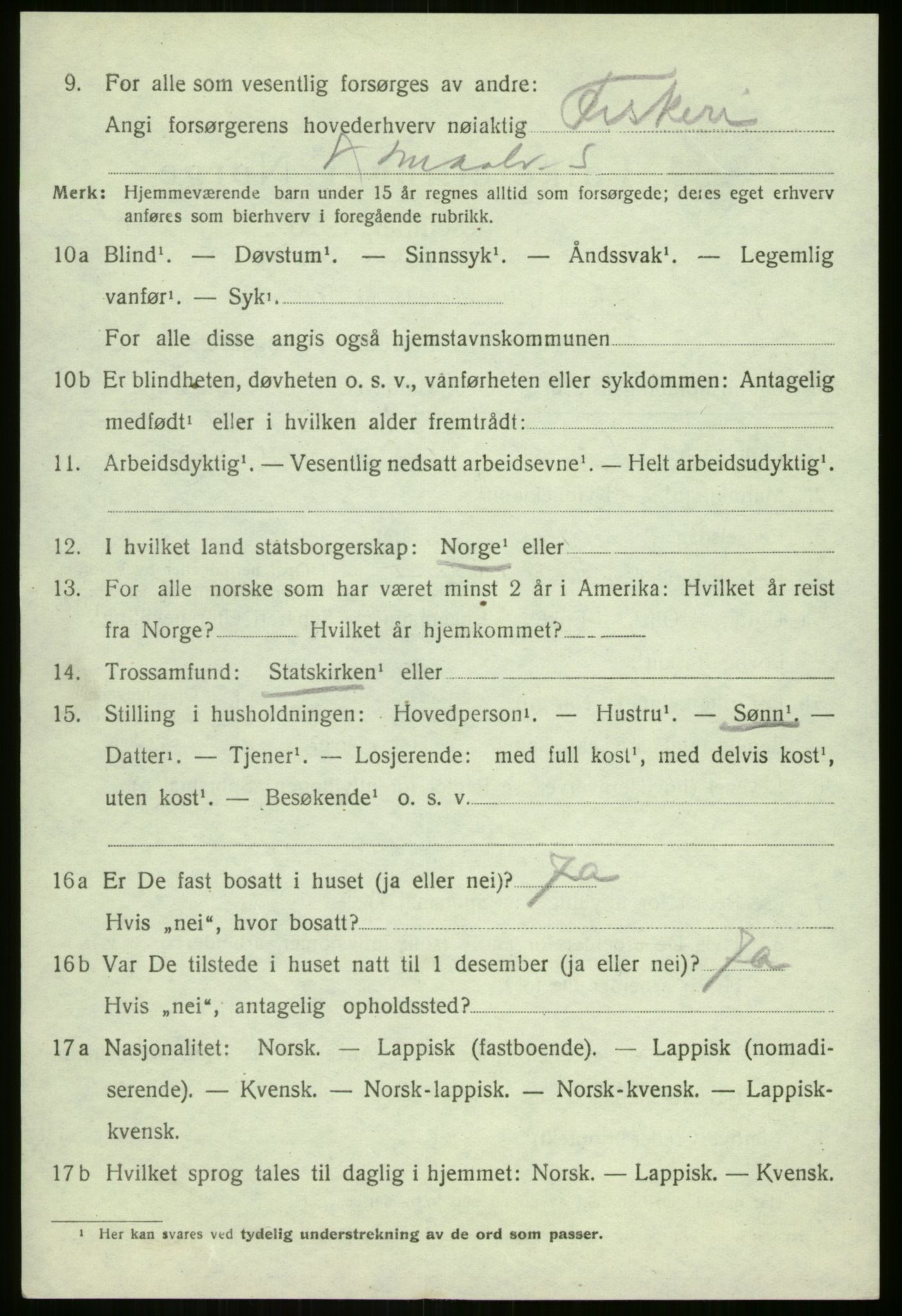 SATØ, 1920 census for Berg, 1920, p. 471