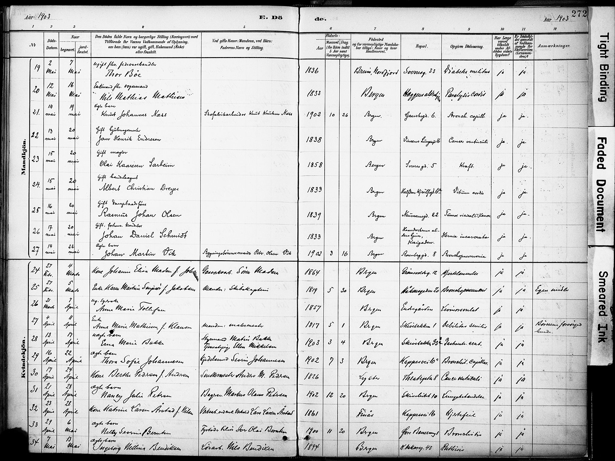 Domkirken sokneprestembete, AV/SAB-A-74801/H/Haa/L0043: Parish register (official) no. E 5, 1882-1904, p. 272