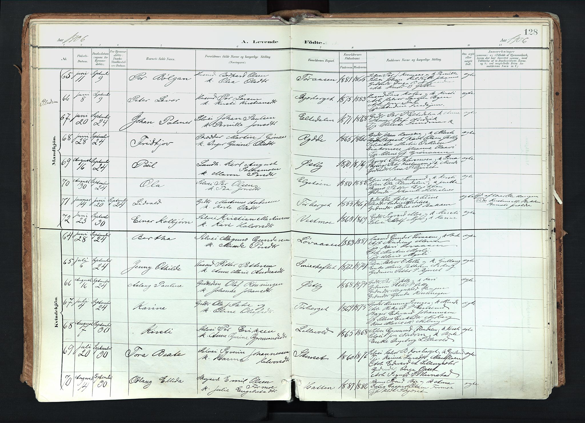 Trysil prestekontor, AV/SAH-PREST-046/H/Ha/Haa/L0012: Parish register (official) no. 12, 1898-1917, p. 128