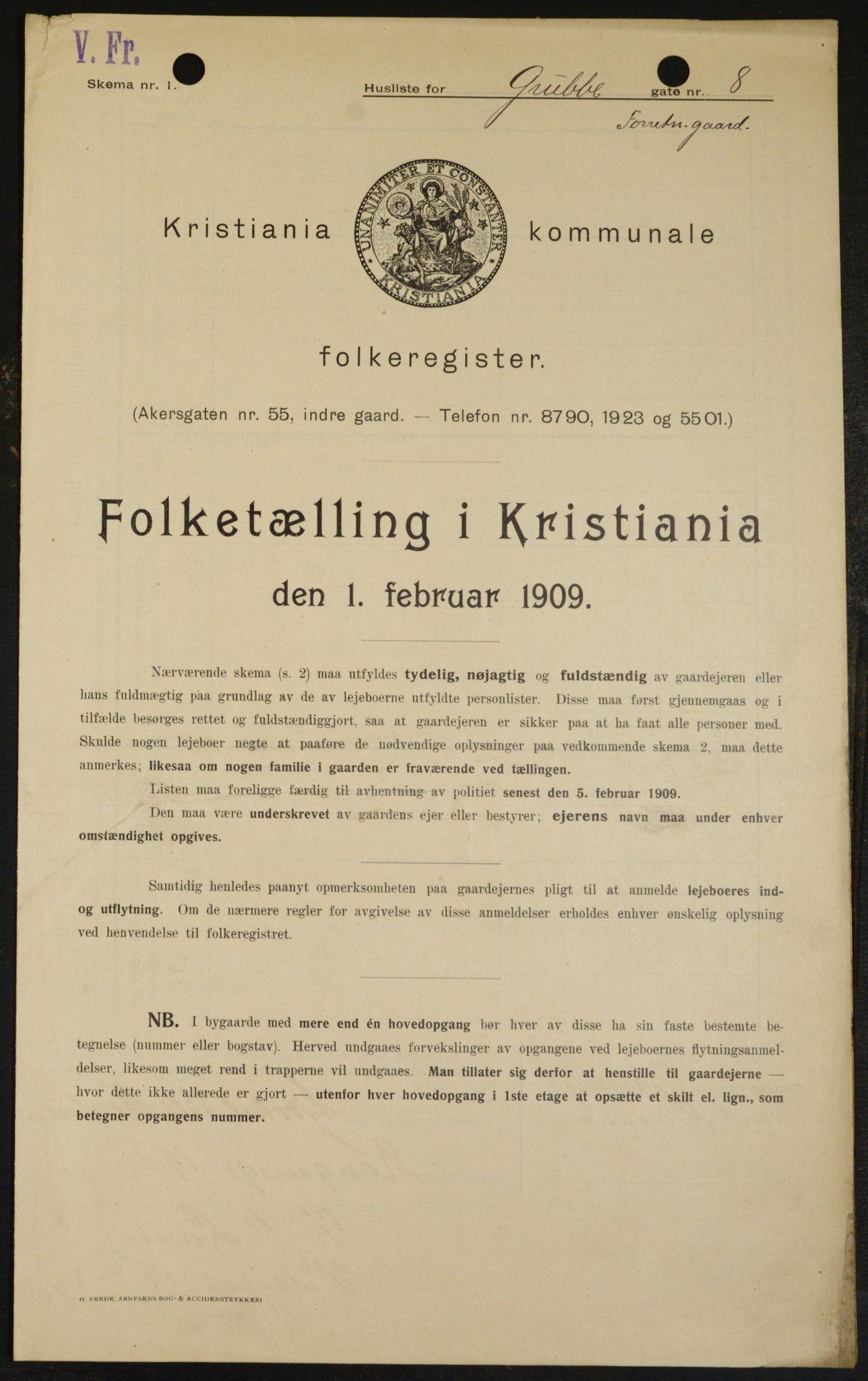 OBA, Municipal Census 1909 for Kristiania, 1909, p. 27468