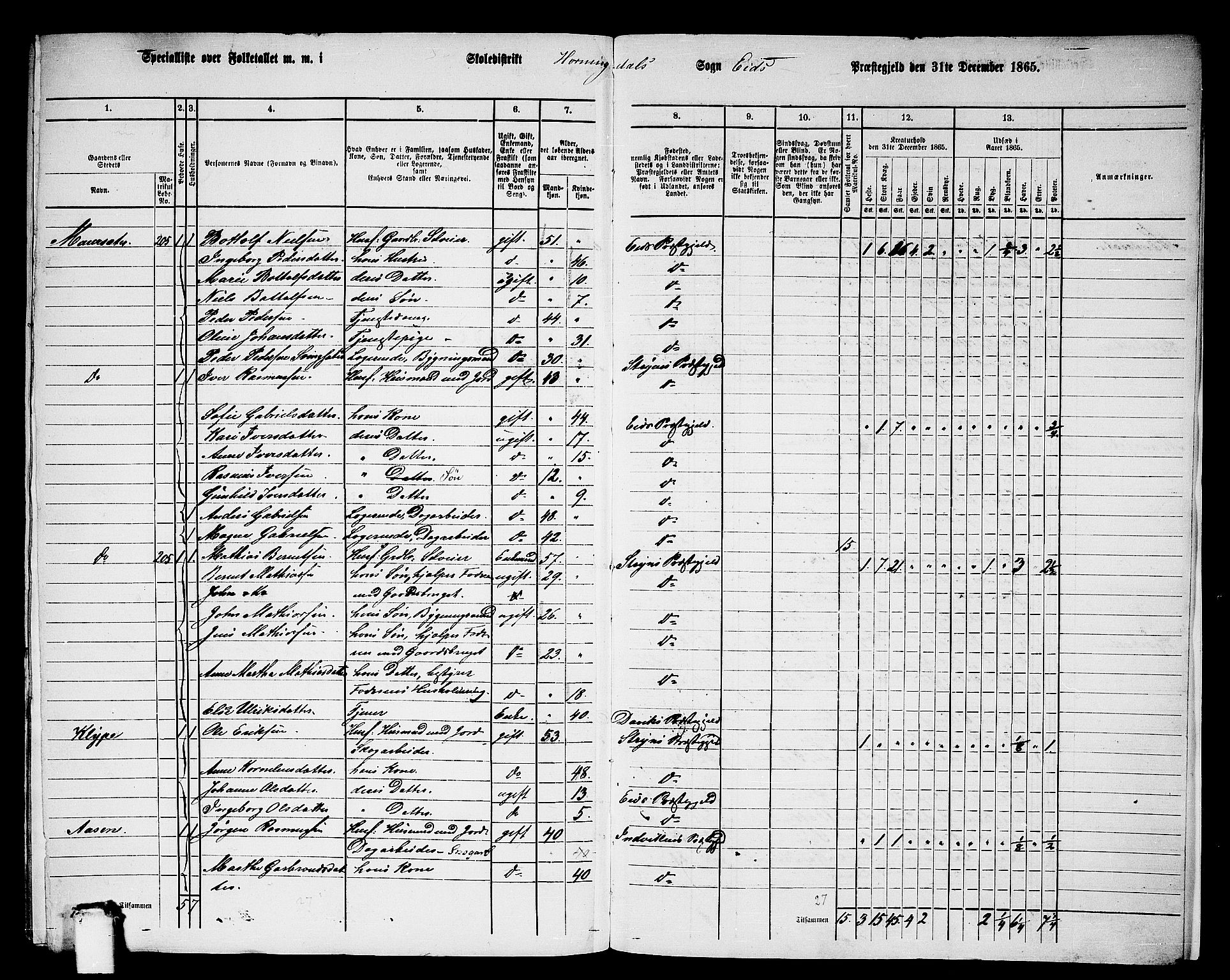 RA, 1865 census for Eid, 1865, p. 211