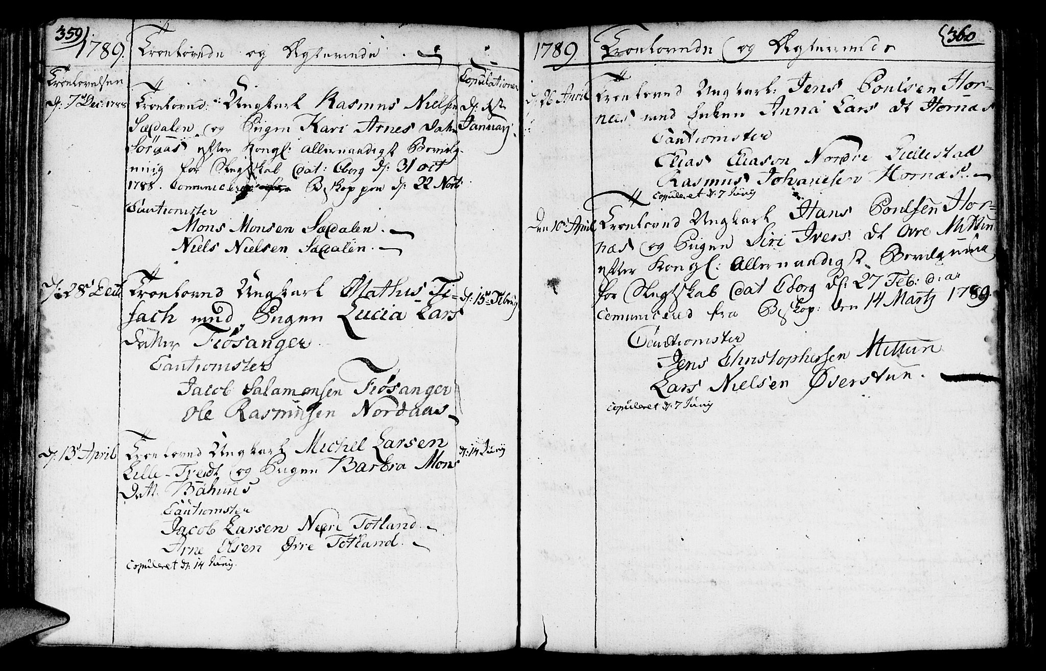 Fana Sokneprestembete, SAB/A-75101/H/Haa/Haaa/L0005: Parish register (official) no. A 5, 1773-1799, p. 359-360