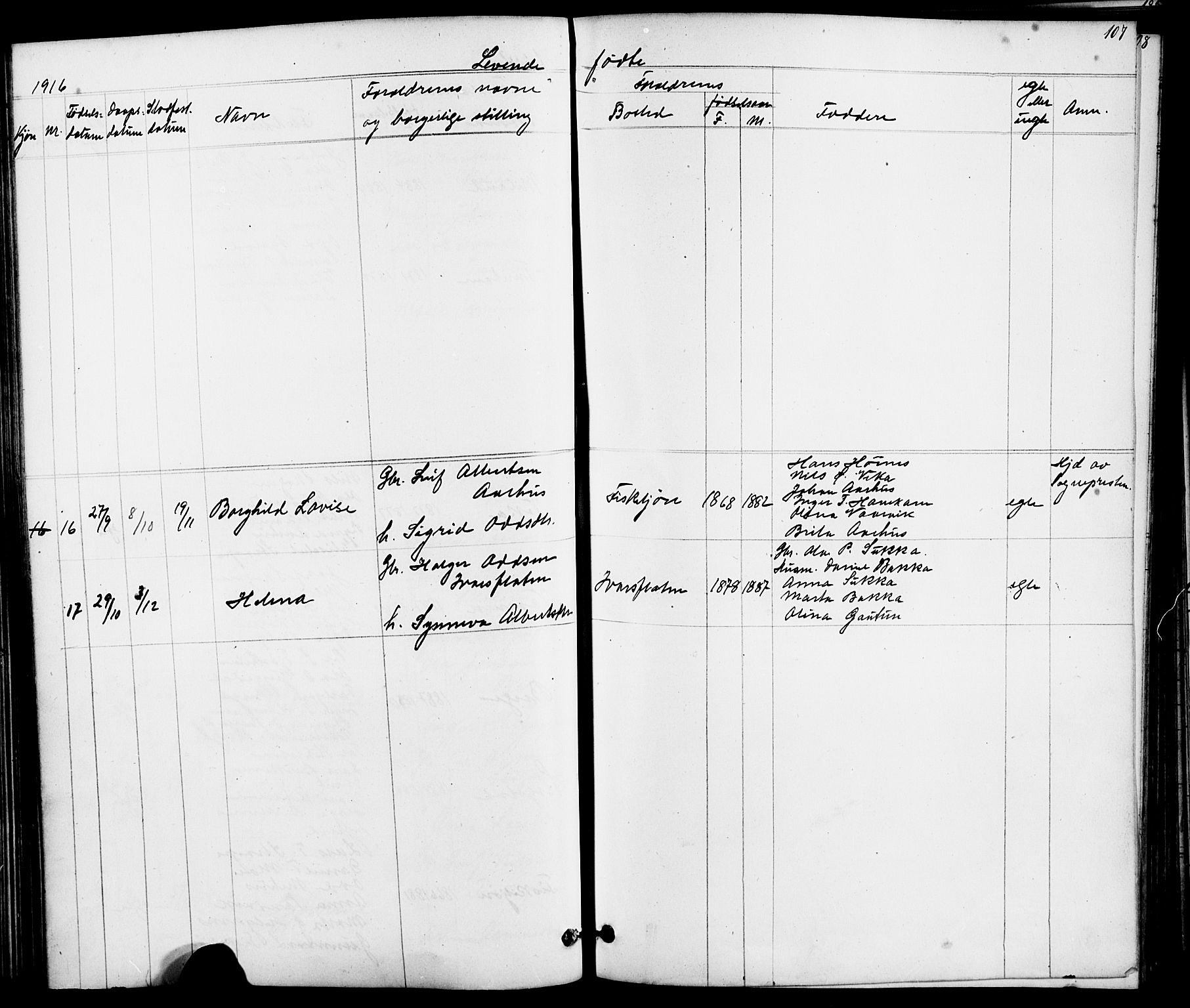 Suldal sokneprestkontor, AV/SAST-A-101845/01/V/L0005: Parish register (copy) no. B 5, 1885-1916, p. 107