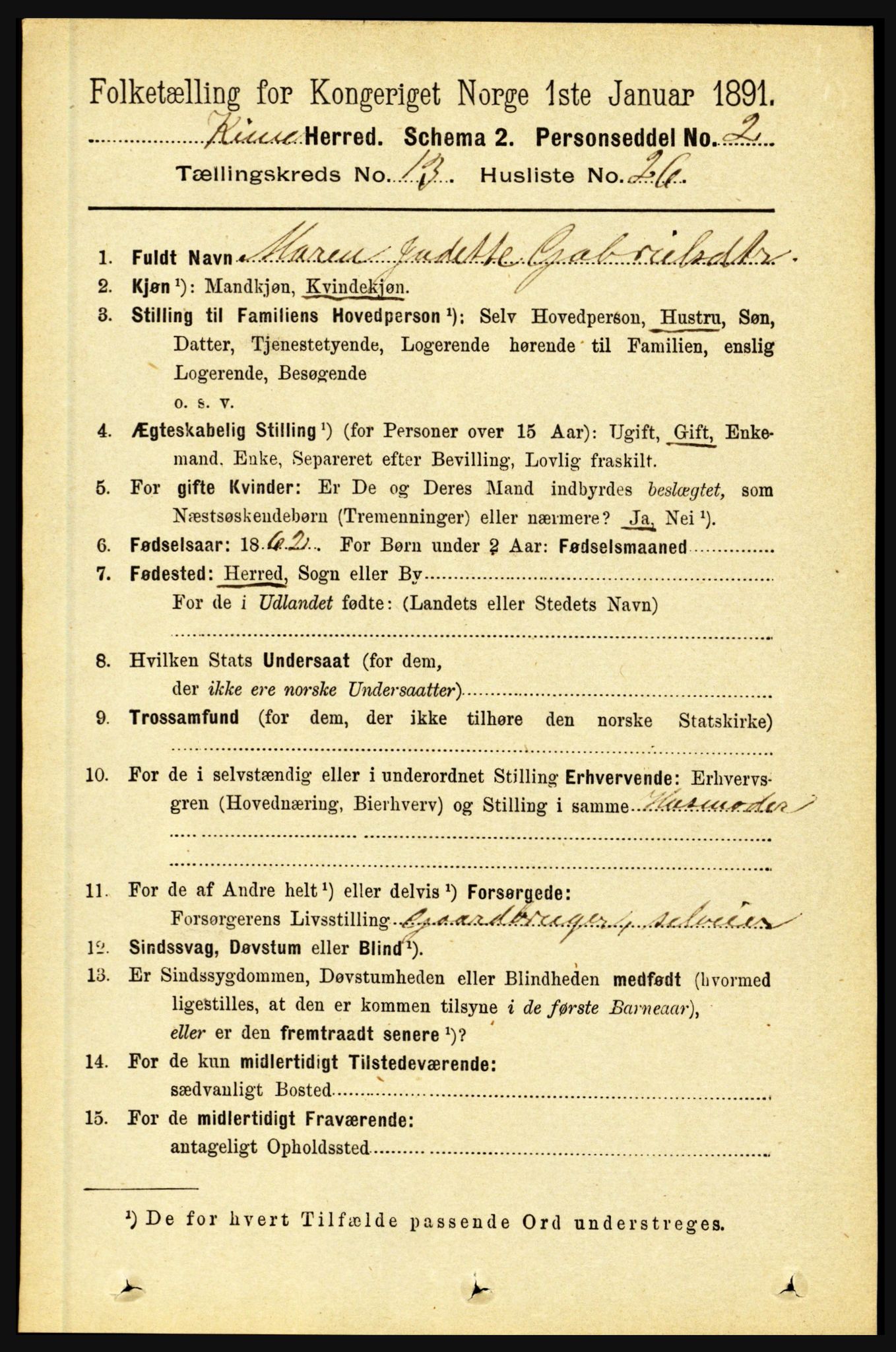 RA, 1891 census for 1437 Kinn, 1891, p. 5240