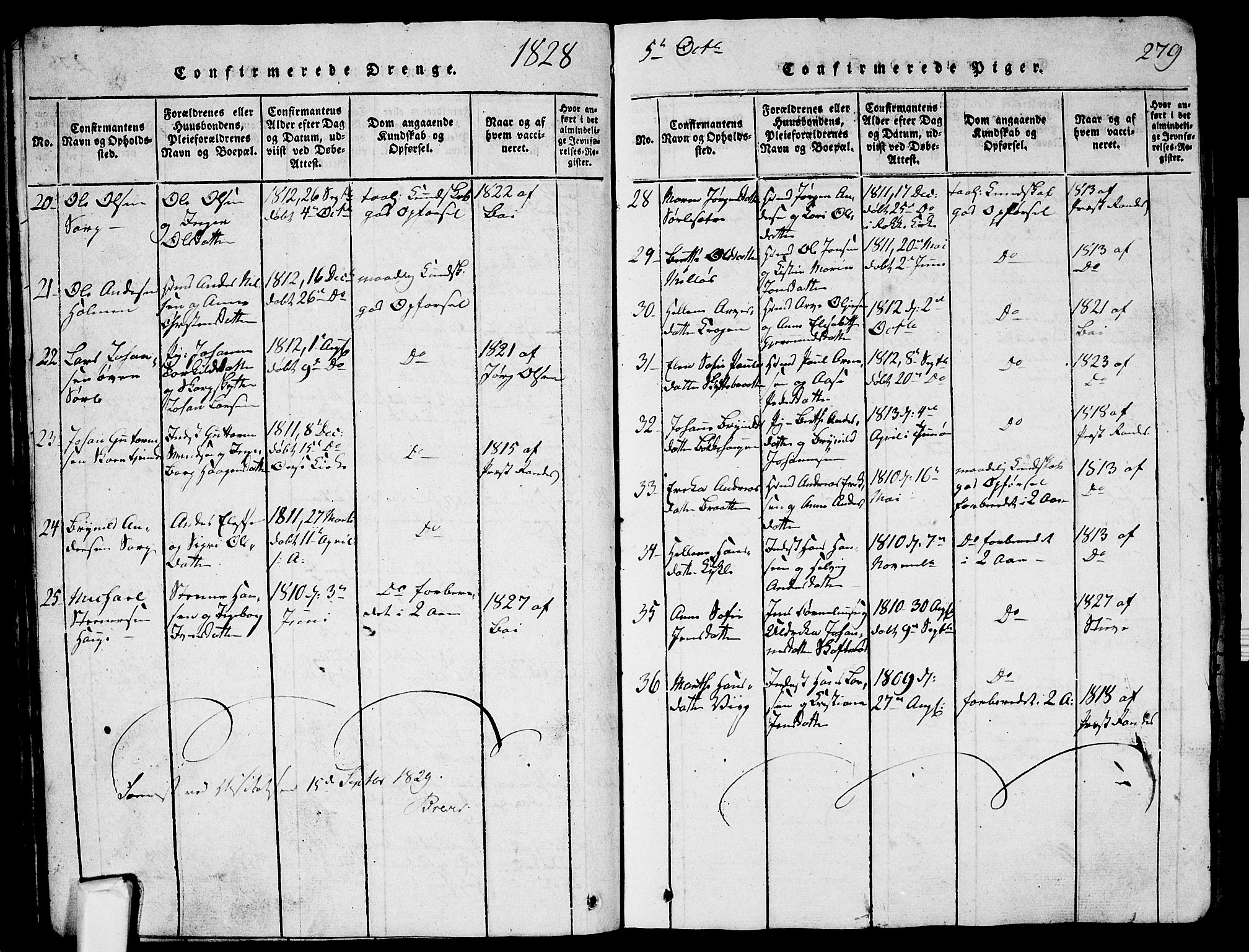 Skjeberg prestekontor Kirkebøker, SAO/A-10923/G/Ga/L0001: Parish register (copy) no. I 1, 1815-1830, p. 279