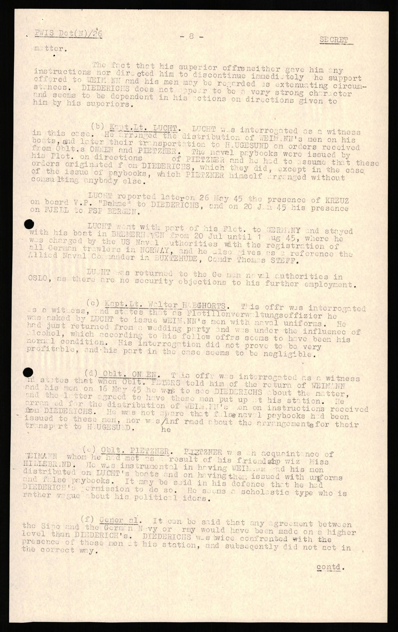 Forsvaret, Forsvarets overkommando II, AV/RA-RAFA-3915/D/Db/L0020: CI Questionaires. Tyske okkupasjonsstyrker i Norge. Tyskere., 1945-1946, p. 356