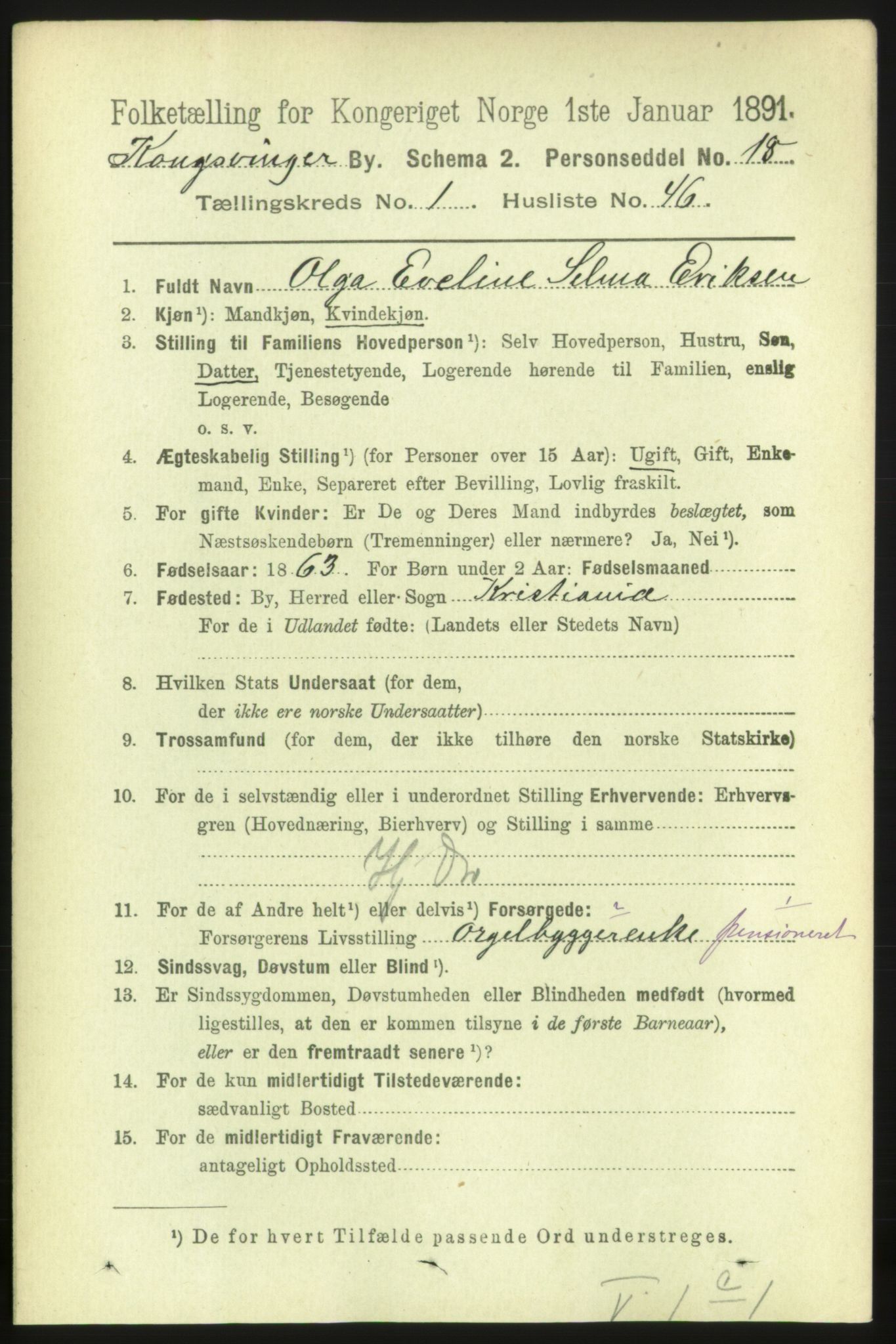 RA, 1891 census for 0402 Kongsvinger, 1891, p. 787